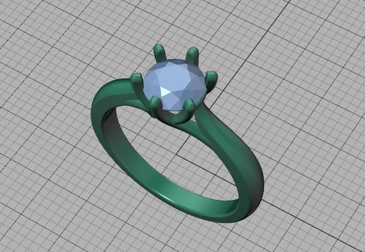 1ct Diamond Trellis Ring 6 claw setting 3D model 3D print model_30