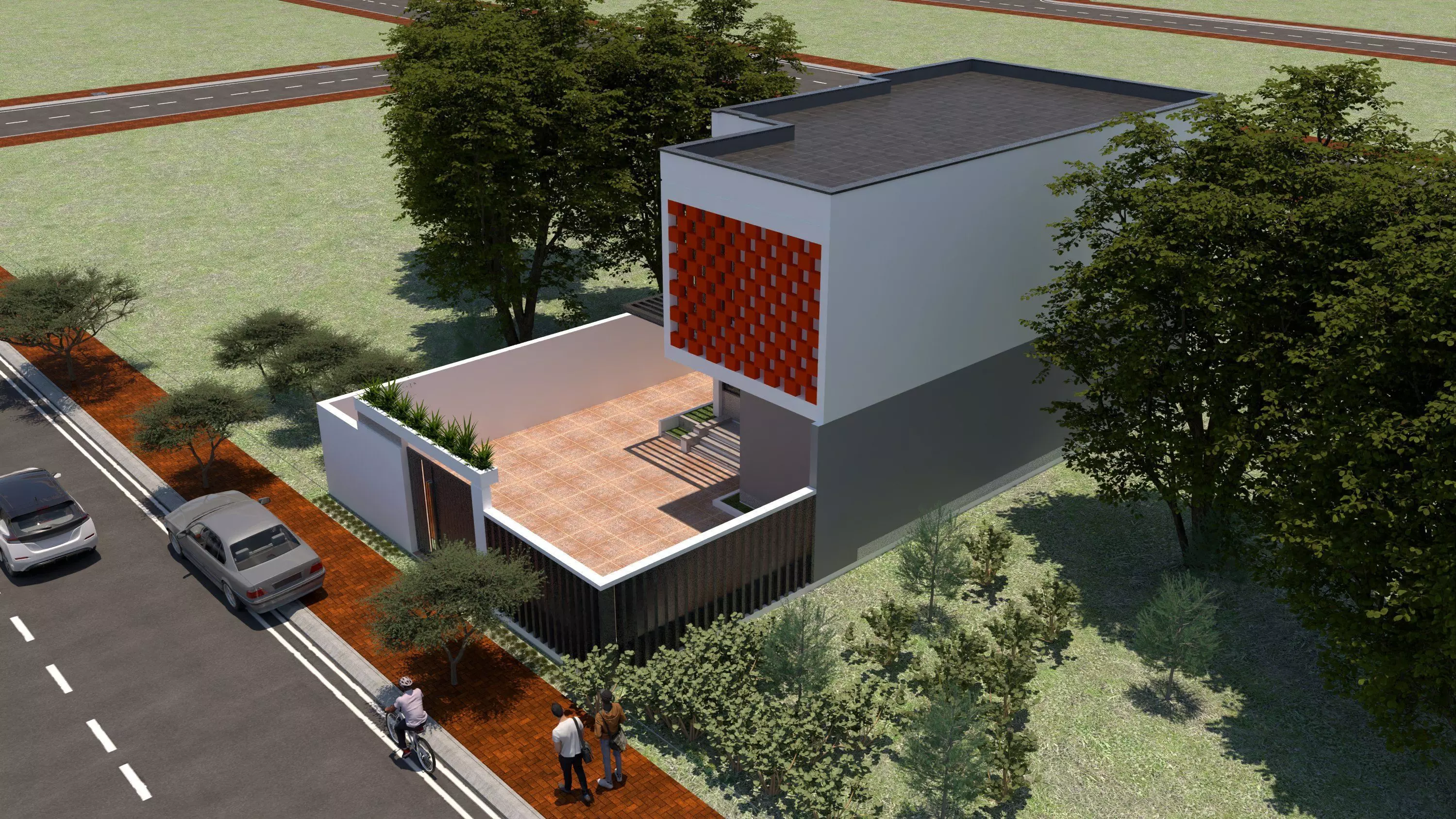 Modern style 2-storey house 3D model_0