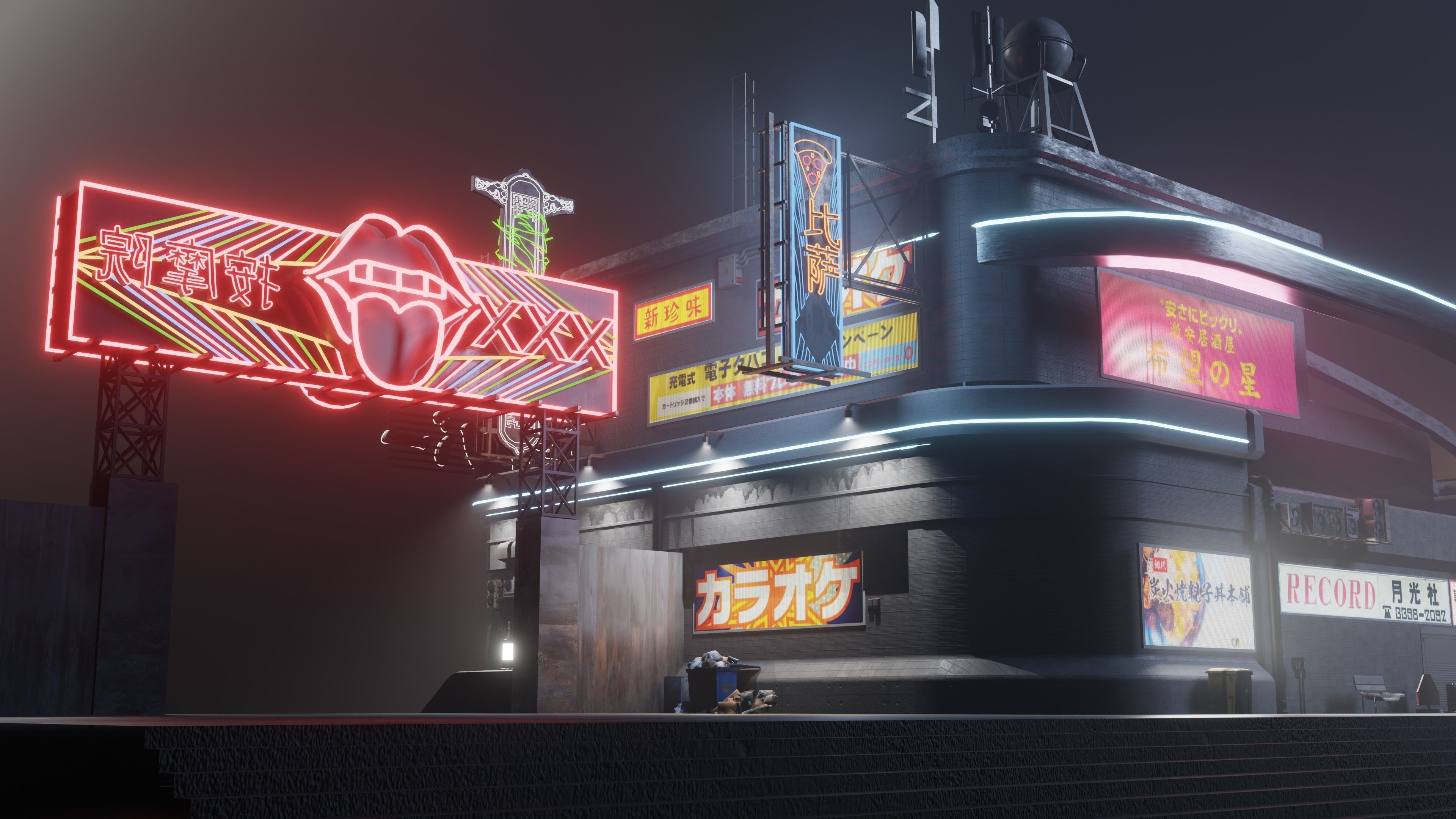 Cyberpunk Game Hall Low-poly 3D model_6