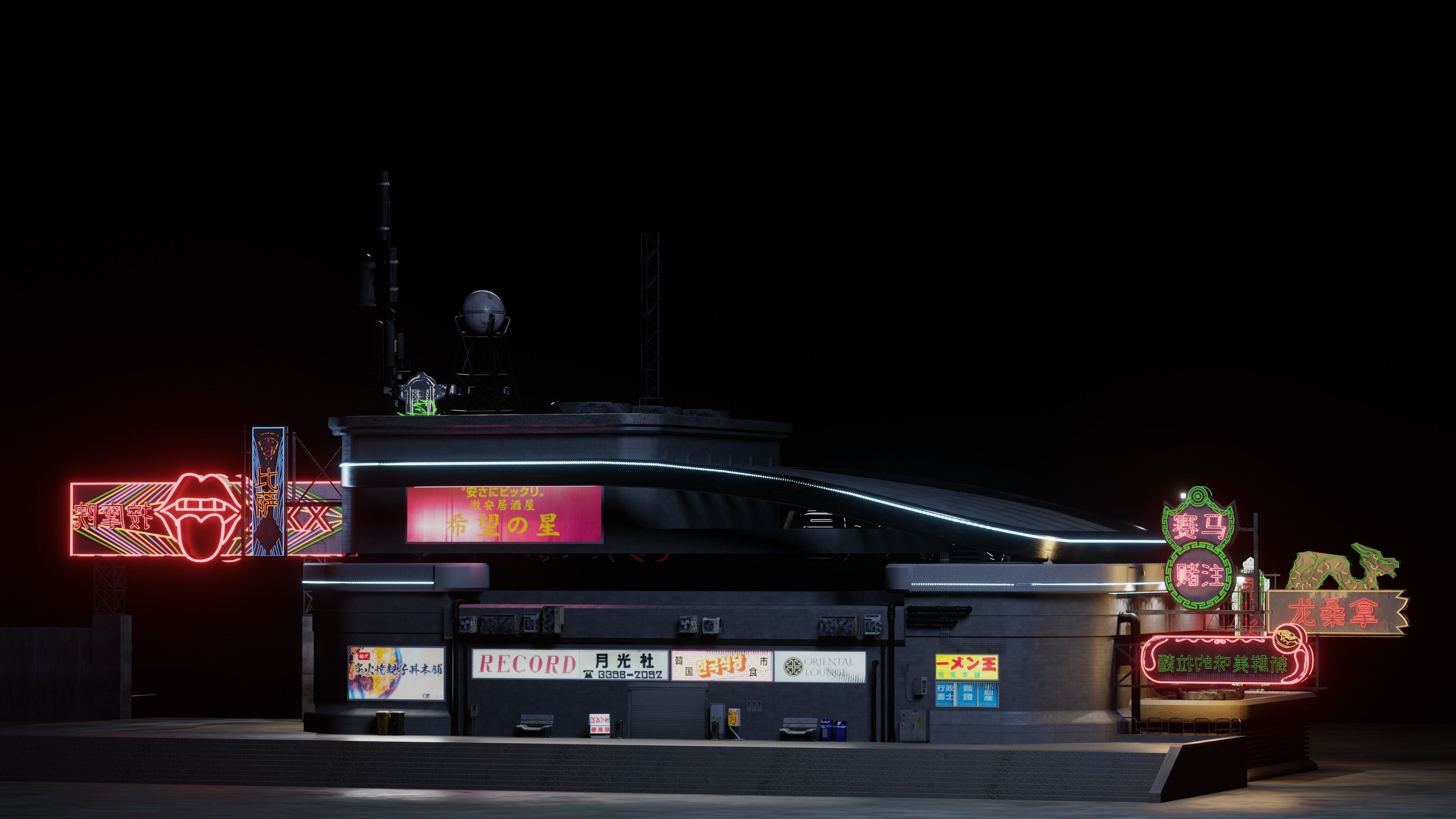 Cyberpunk Game Hall Low-poly 3D model_13