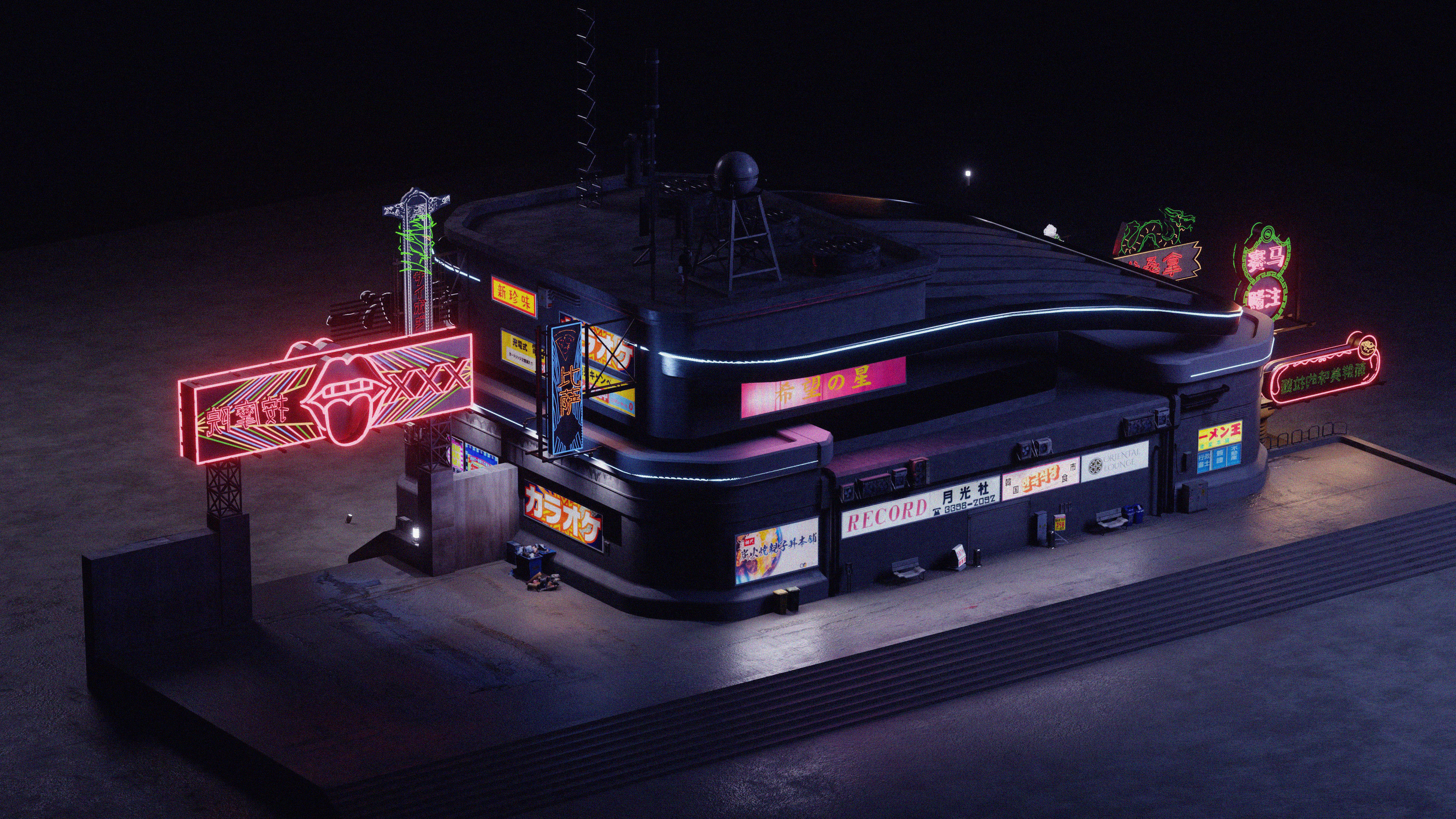 Cyberpunk Game Hall Low-poly 3D model_12