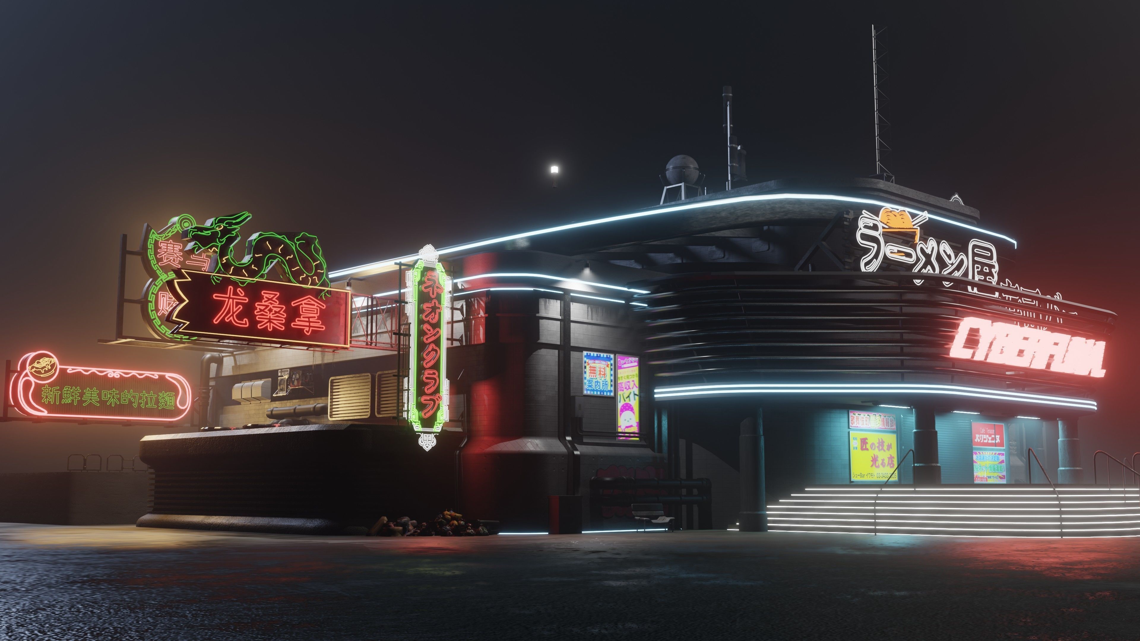 Cyberpunk Game Hall Low-poly 3D model_2