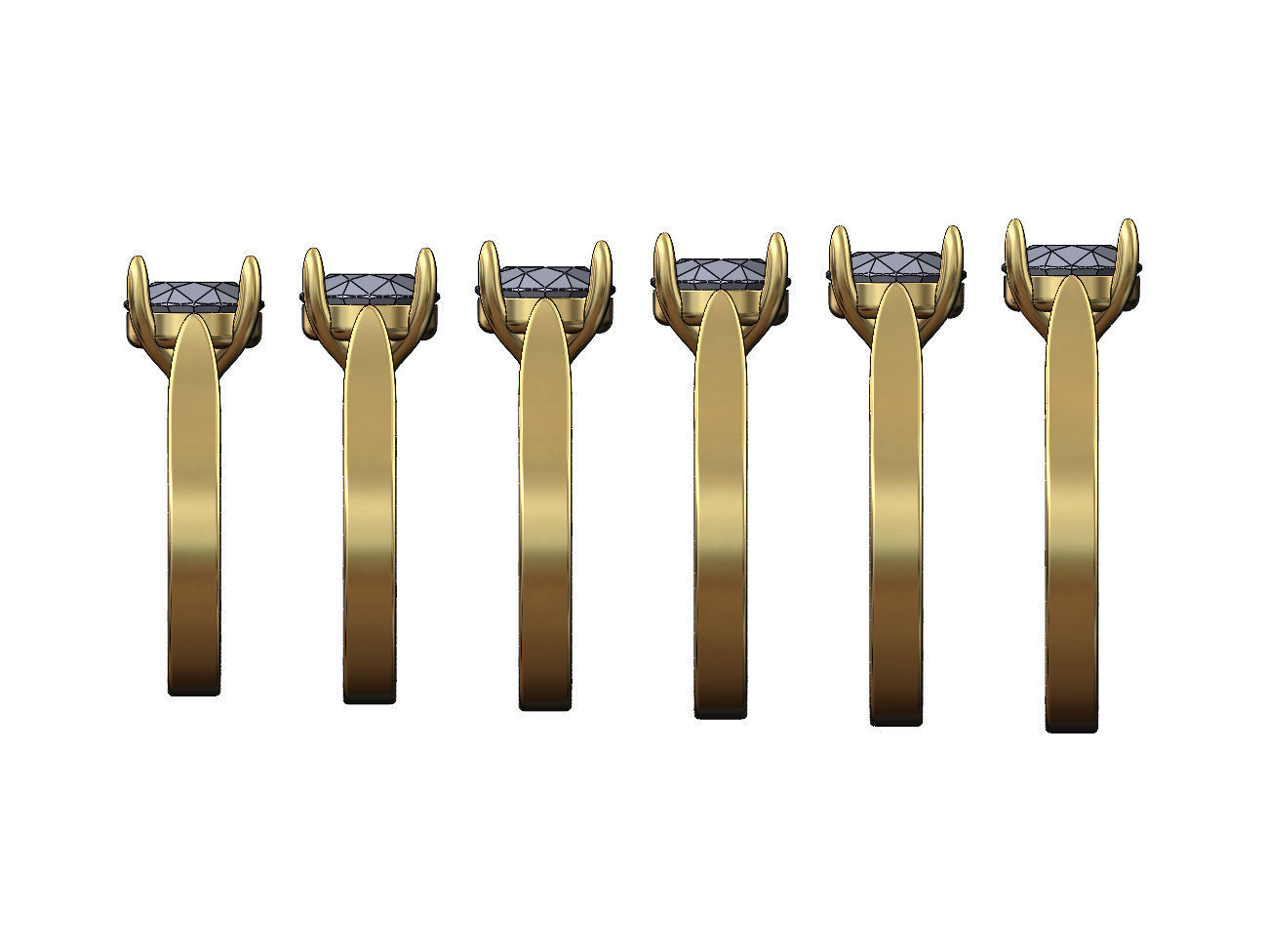 Round 8mm diamond thin setting solitaire band US sizes 5to10  3D print model_2