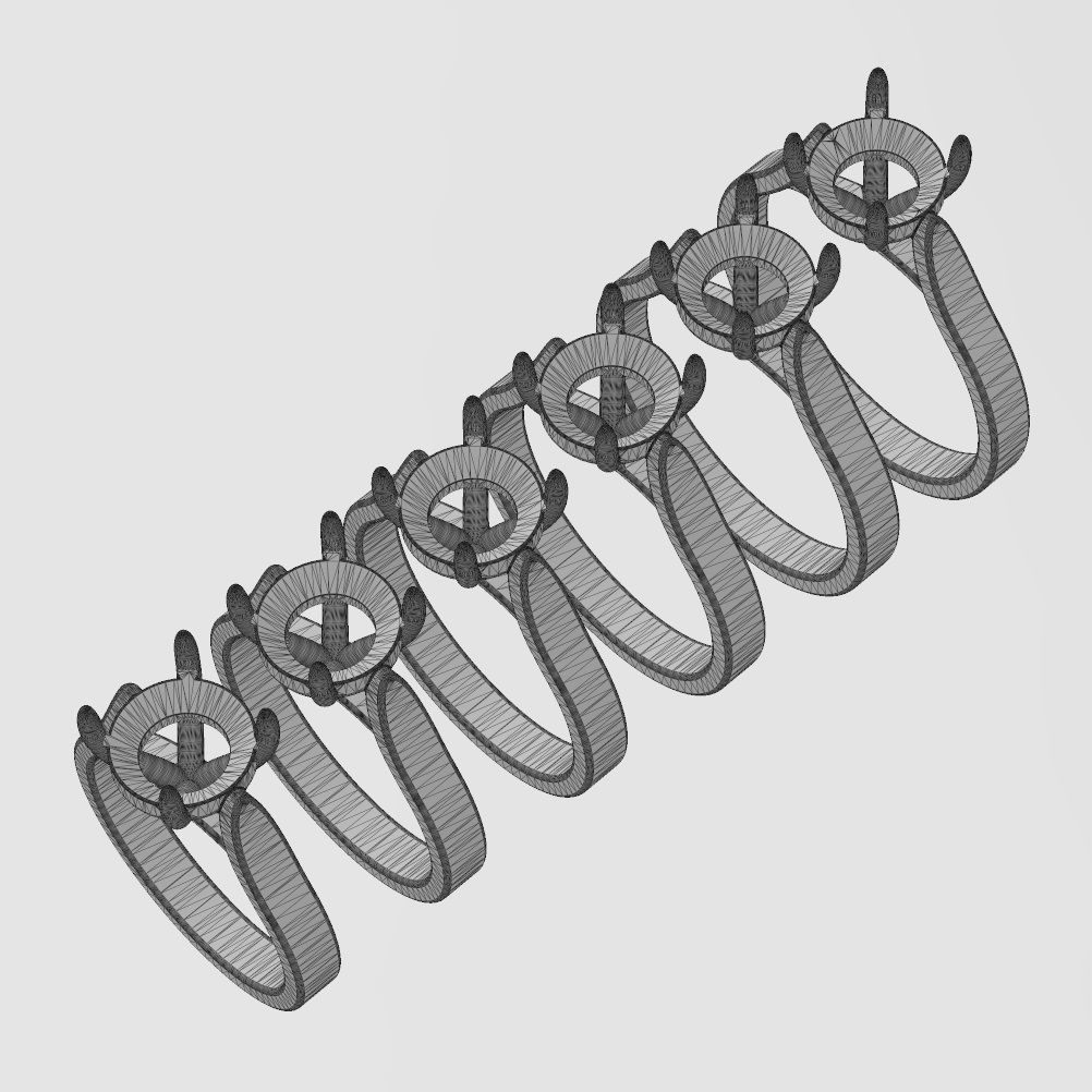 Round 8mm diamond thin setting solitaire band US sizes 5to10  3D print model_14