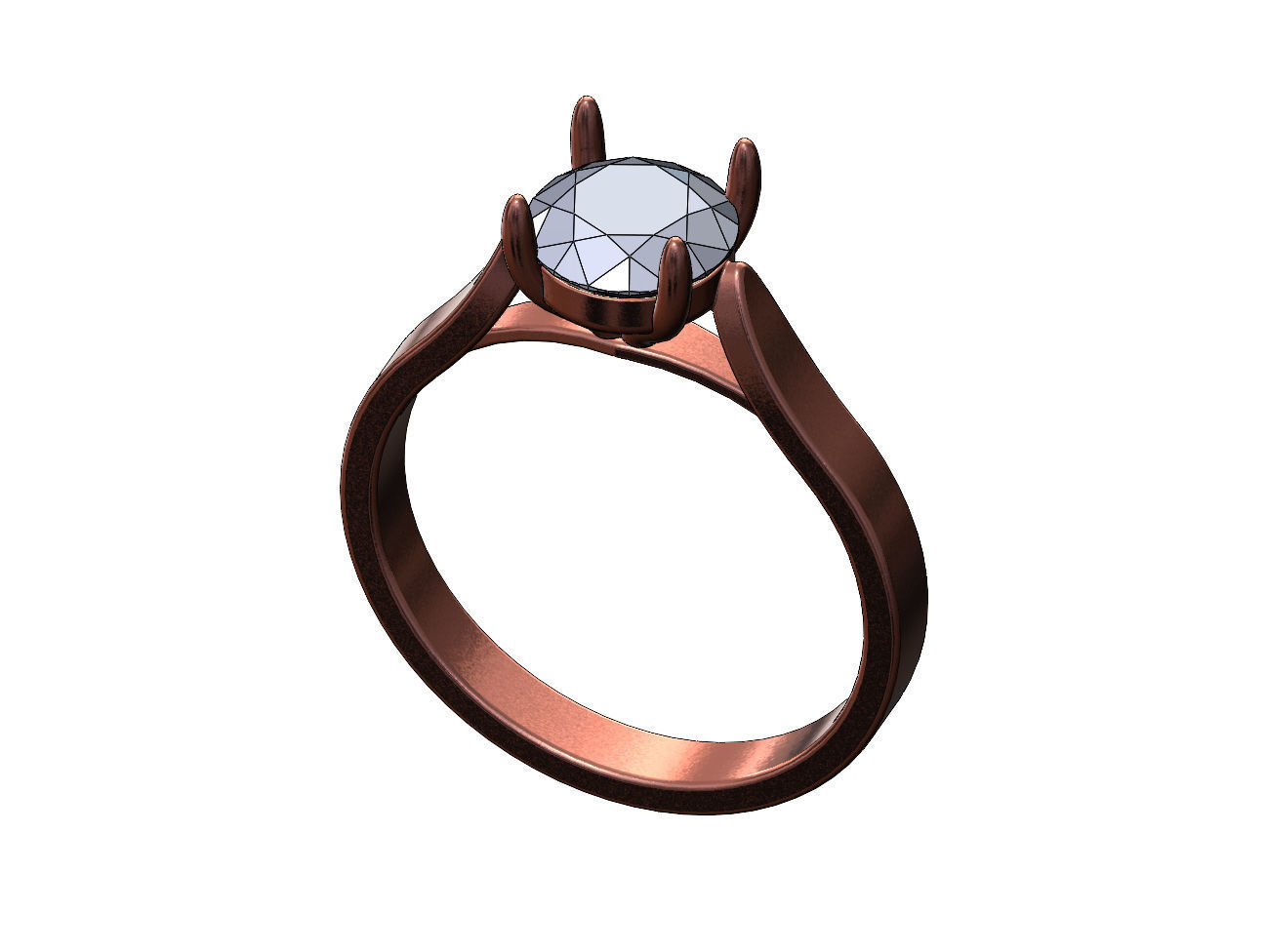 Round 8mm diamond thin setting solitaire band US sizes 5to10  3D print model_10