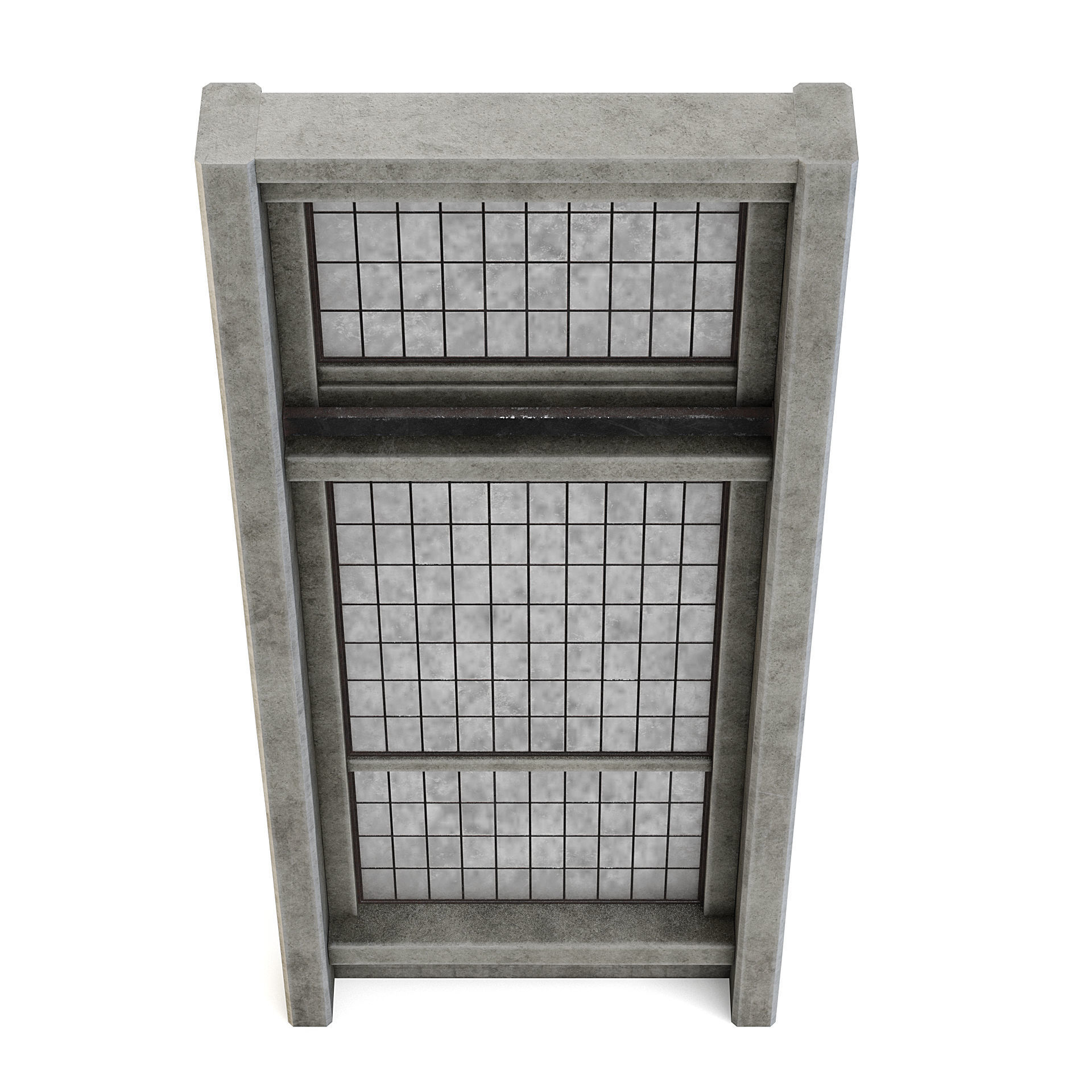 Factory Side Wall with Windows 3D model_6