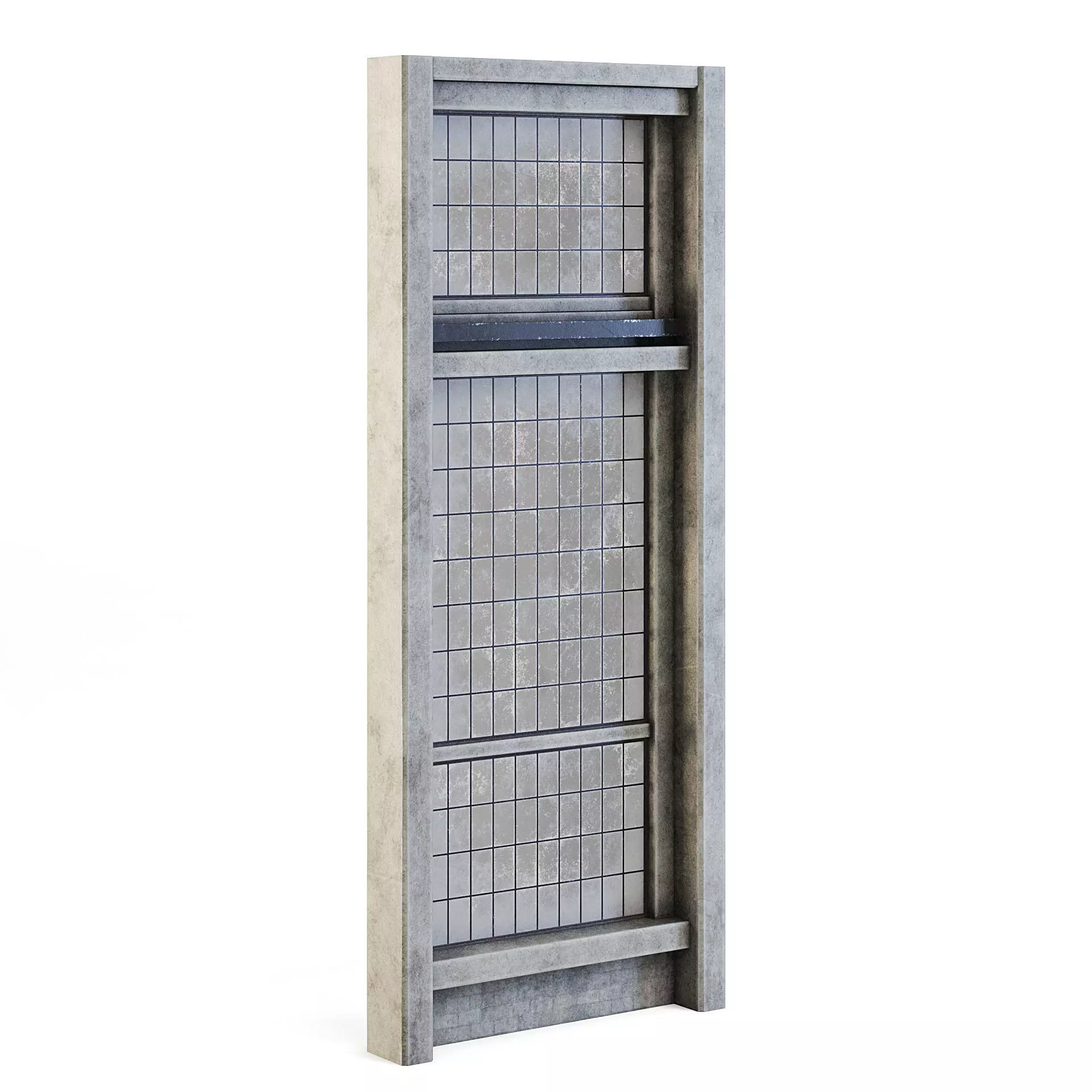 Factory Side Wall with Windows 3D model_0