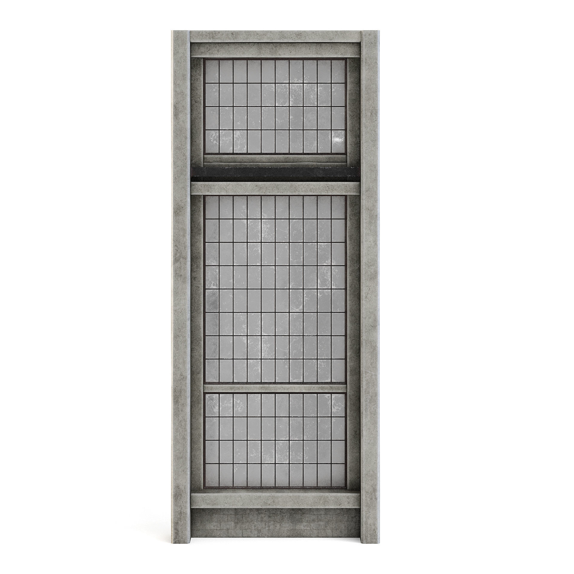 Factory Side Wall with Windows 3D model_4