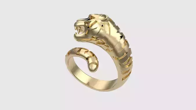 Ferocious Tiger Head Wrap Ring JDBCo 3D print model