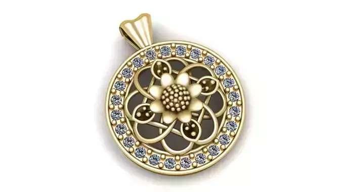Luxury Flower Diamond Pendant 3d Printable Model