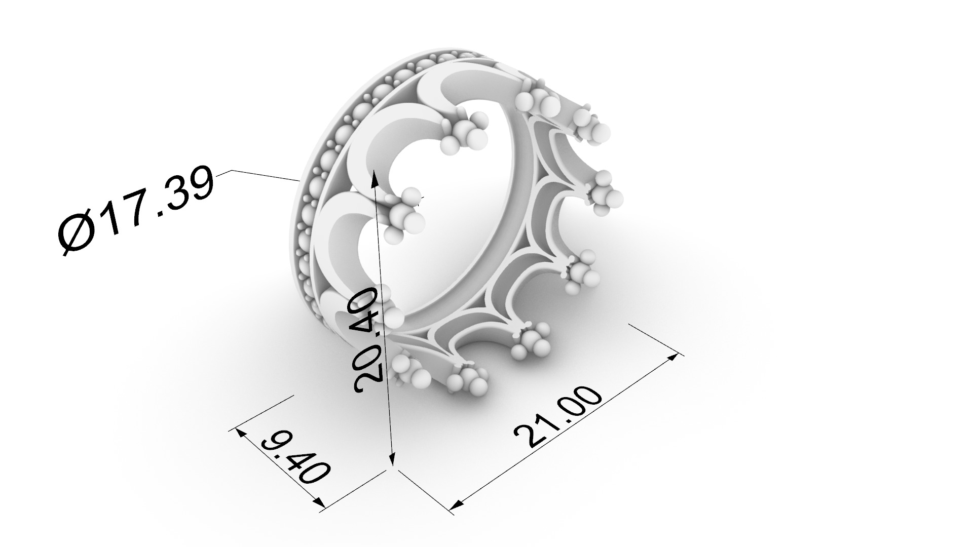 Royal Crown-Themed Ring JDBCo 3D print model_1