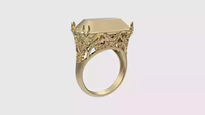 Ornate Floral Signet Ring JDBCo 3D print model