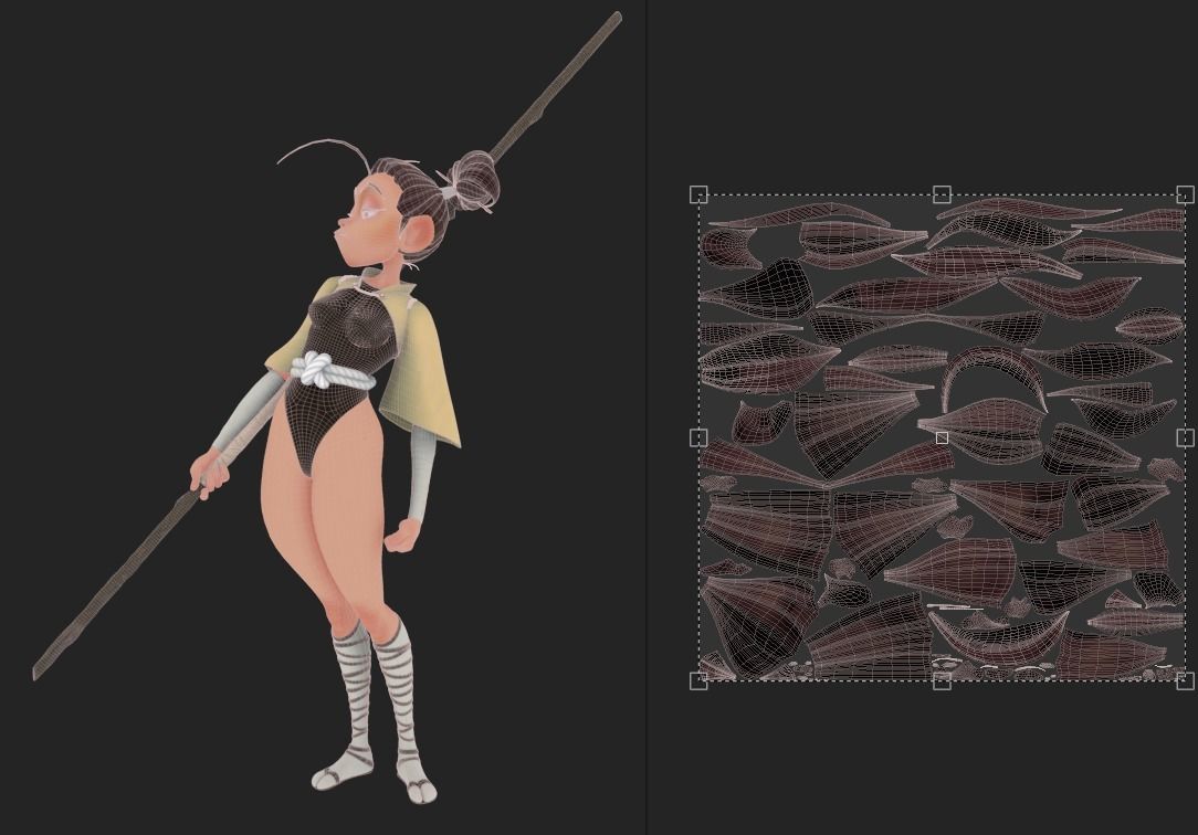 Samurai Girl Cartoon Low-poly 3D model Low-poly 3D model_5