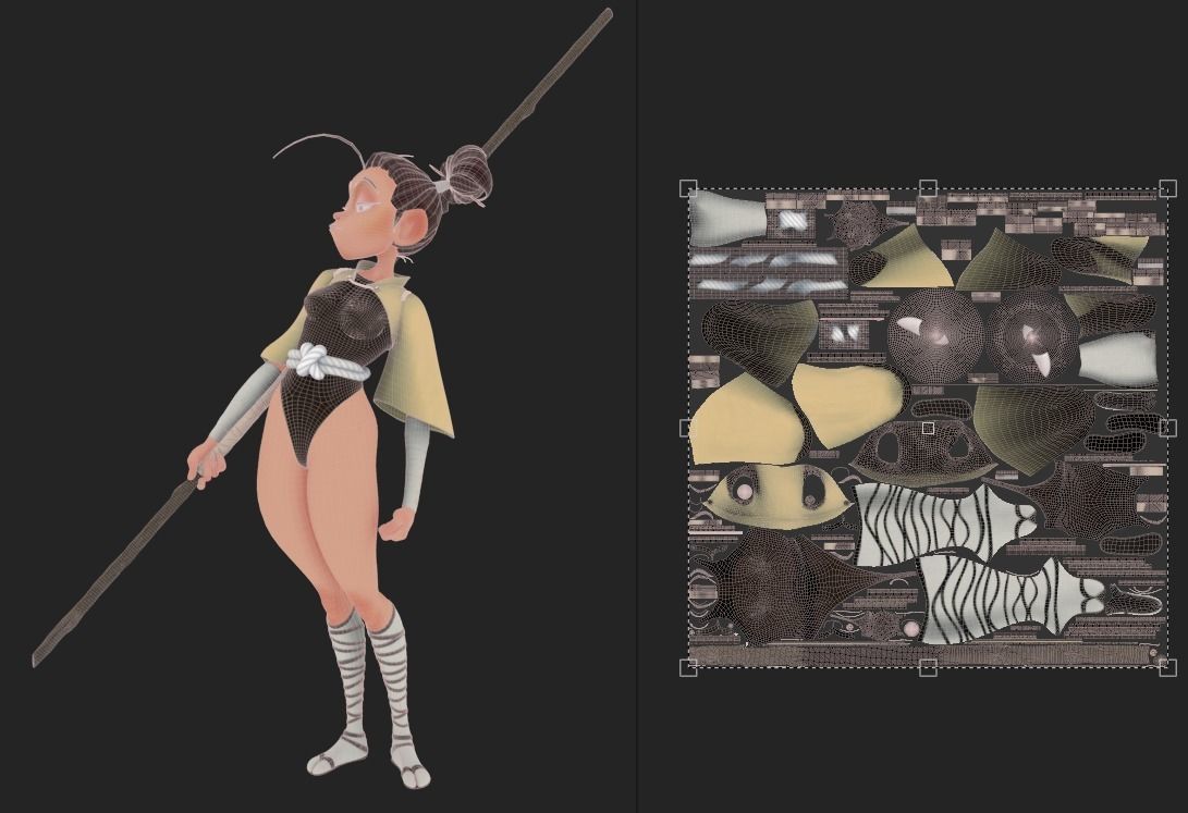 Samurai Girl Cartoon Low-poly 3D model Low-poly 3D model_6