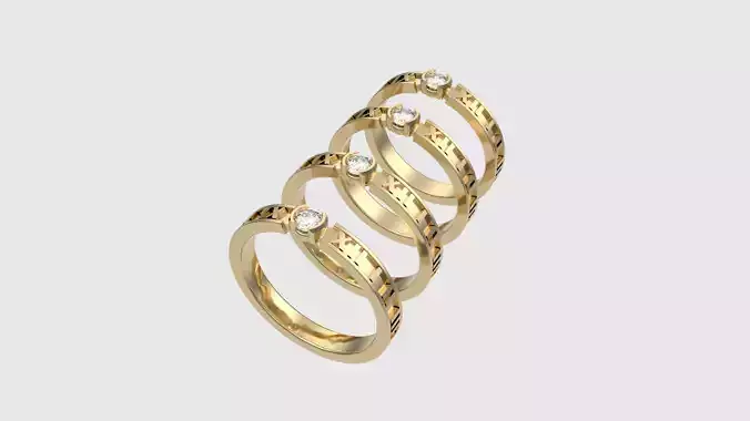 Roman Numeral Solitaire Ring JDBCo 3D print model