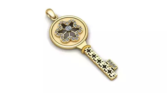 Stylish Diamond Key Pendant 3d Printable Model  3D print model