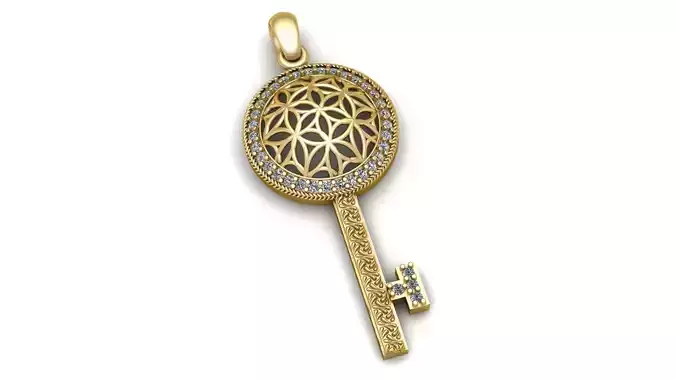 Fashion Diamond key pendant 3D printable model 3D print model