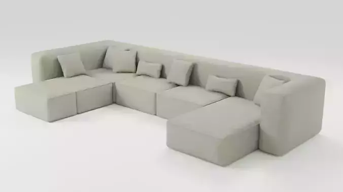Large comfortable sofa in green tones