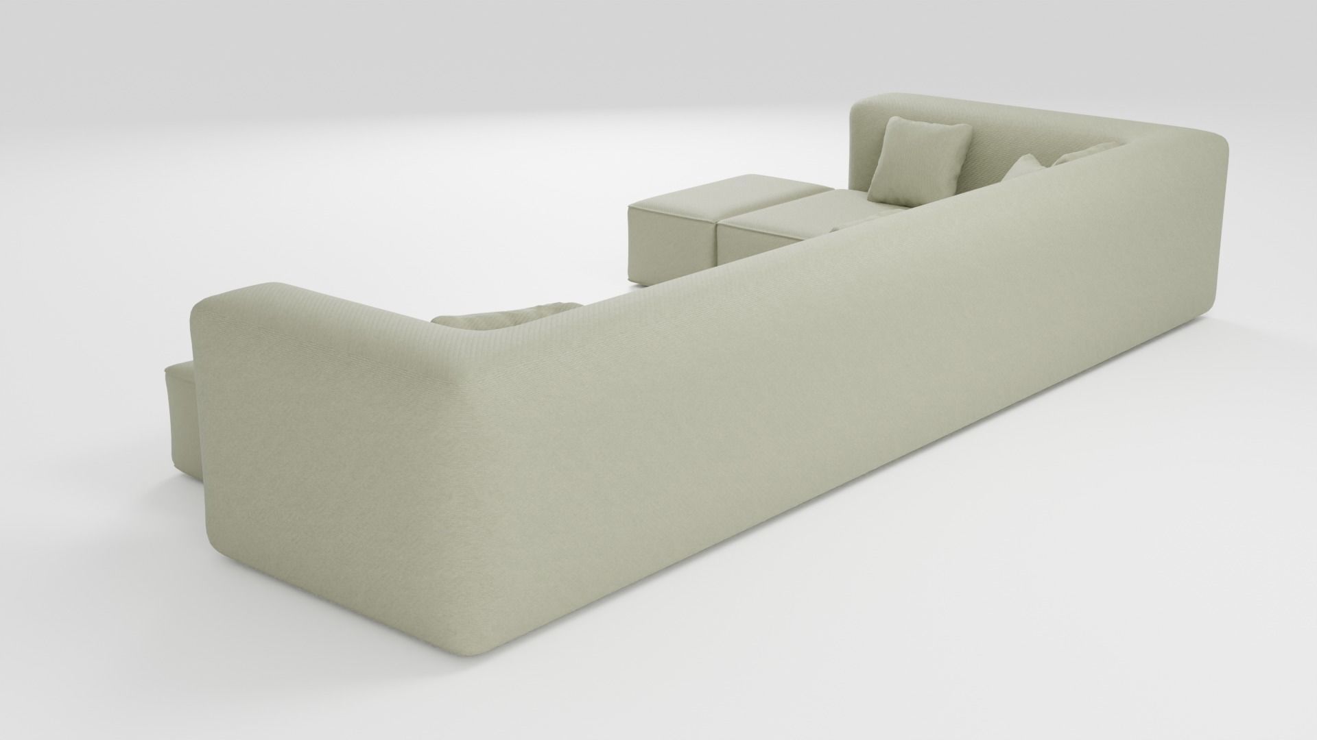 Large comfortable sofa in green tones 3D model_4