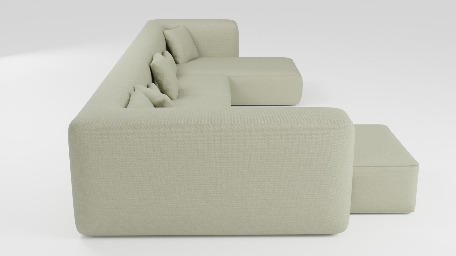 Large comfortable sofa in green tones 3D model_2