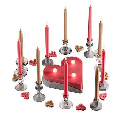 Romantic Red Candles Set 3D model