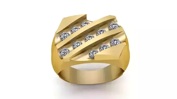 Hip Hop Men Fashion diamond Ring 3d Printable Model