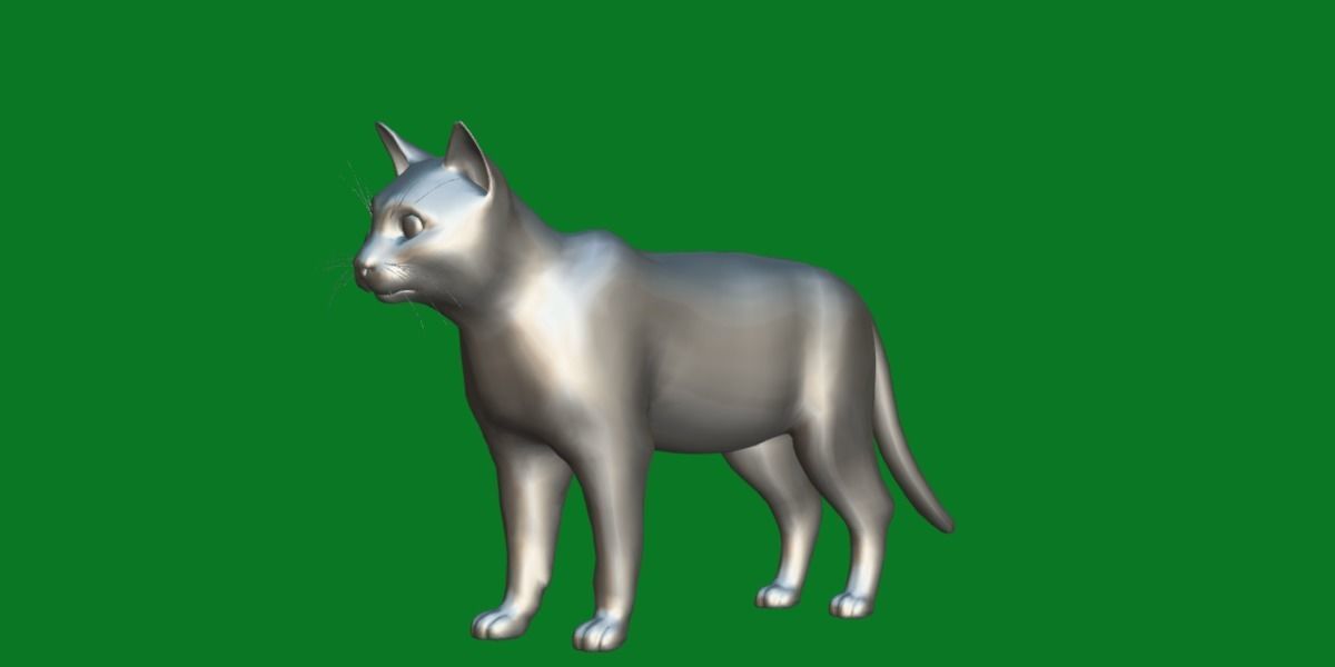 Silver Tabby Cat Low-poly 3D model_9