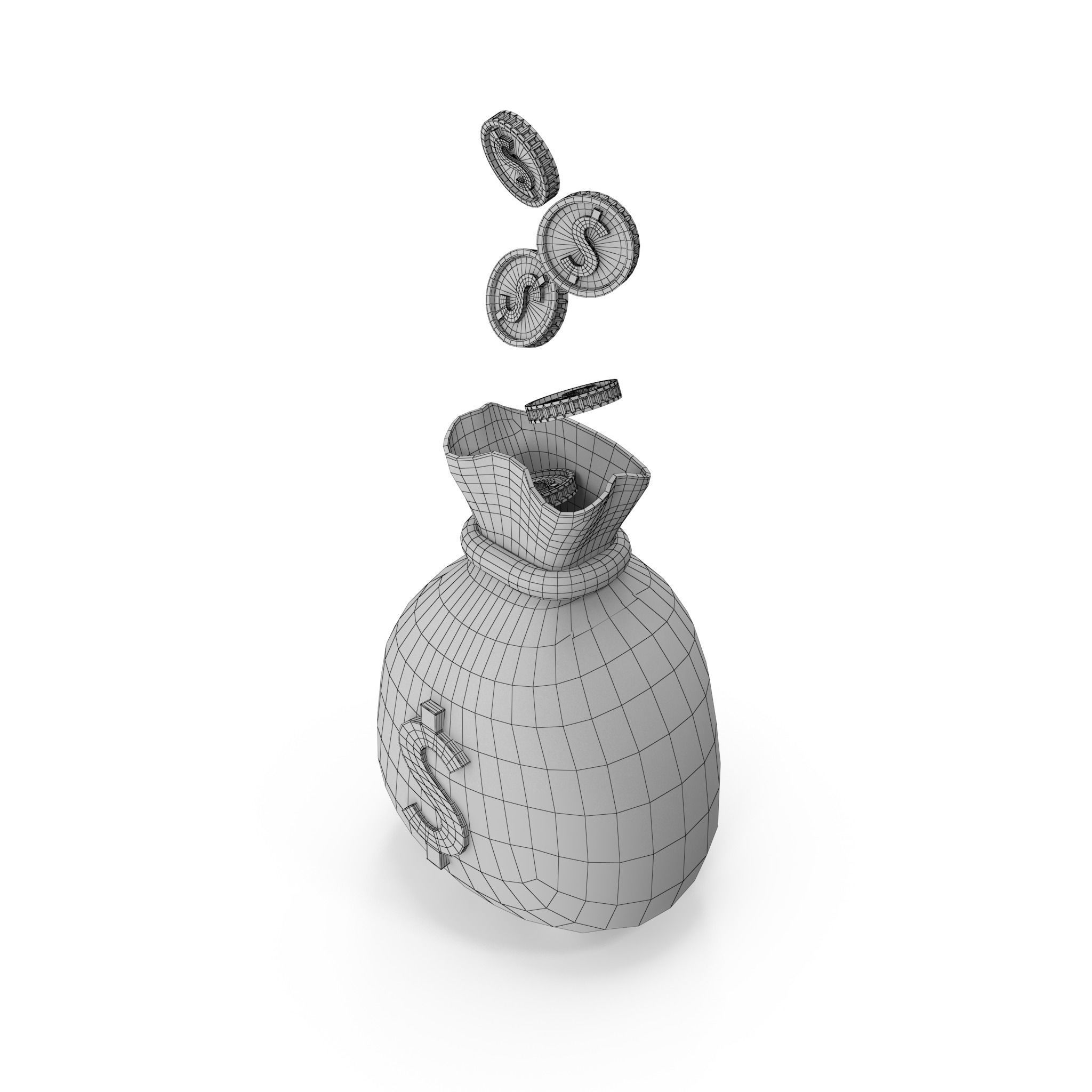 Money Bag Cartoon 3D model_35