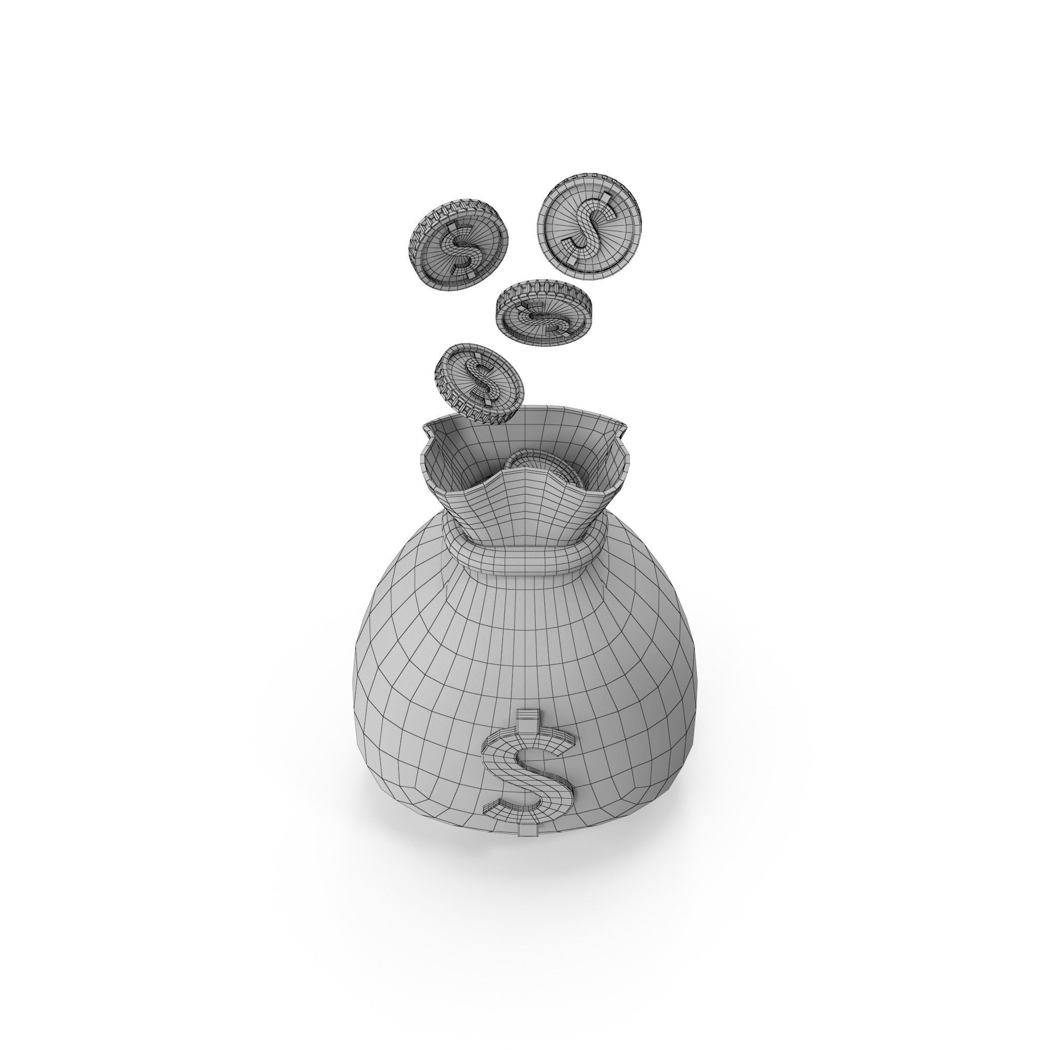 Money Bag Cartoon 3D model_33