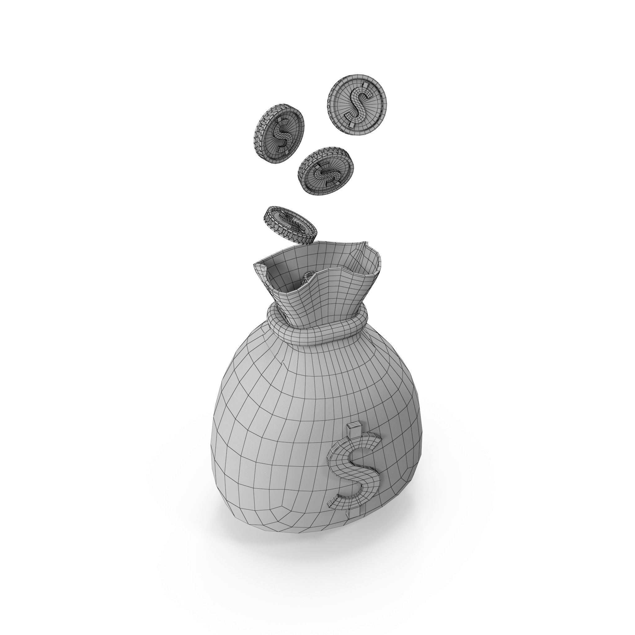 Money Bag Cartoon 3D model_36