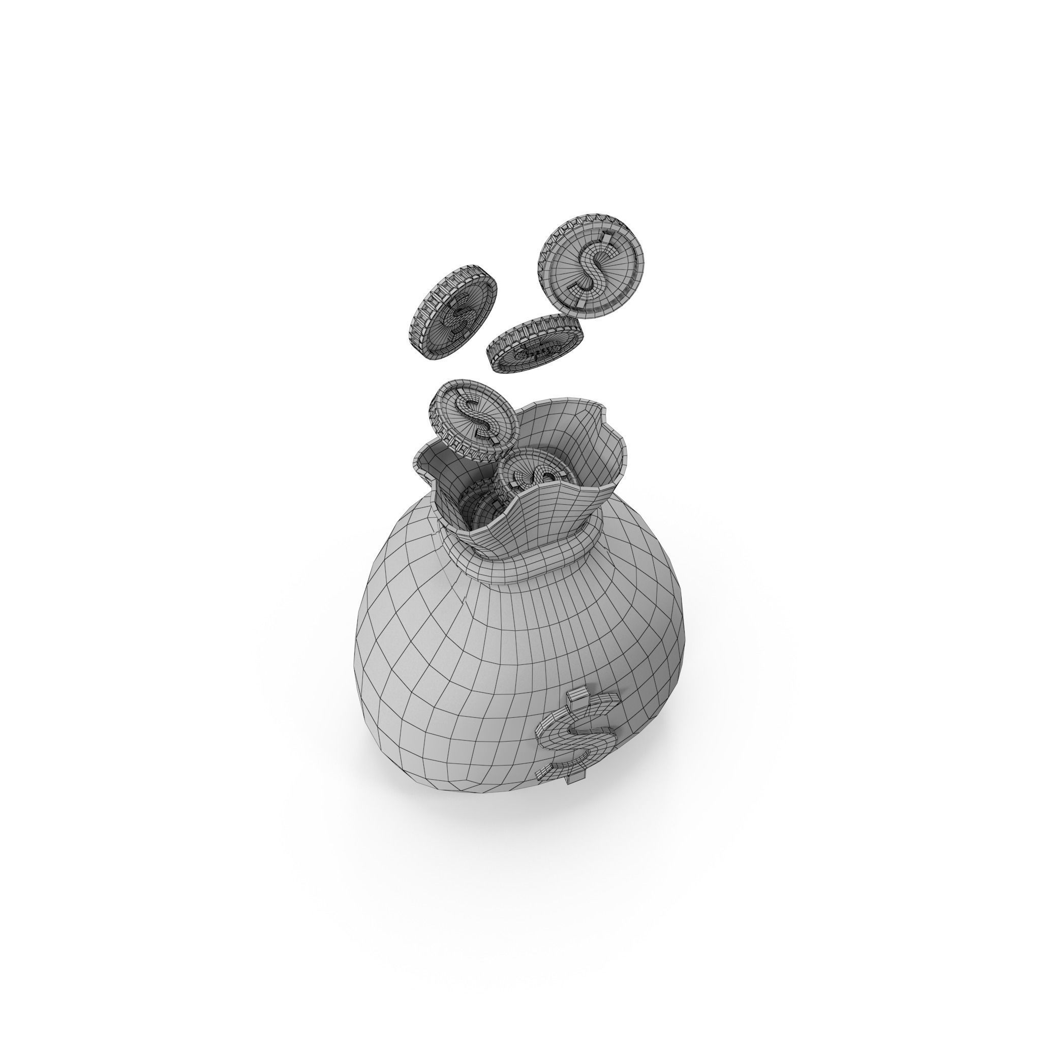 Money Bag Cartoon 3D model_29