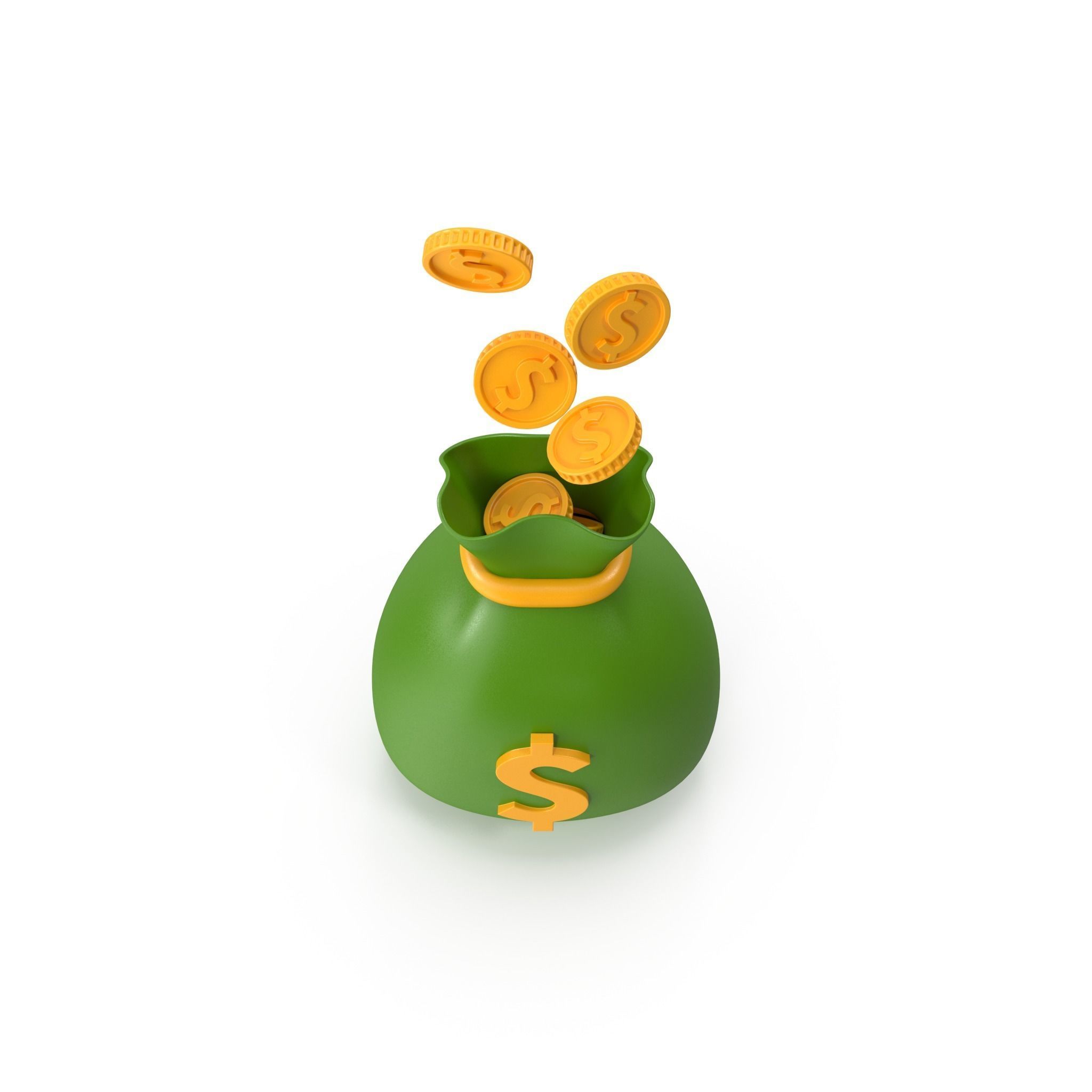 Money Bag Cartoon 3D model_3