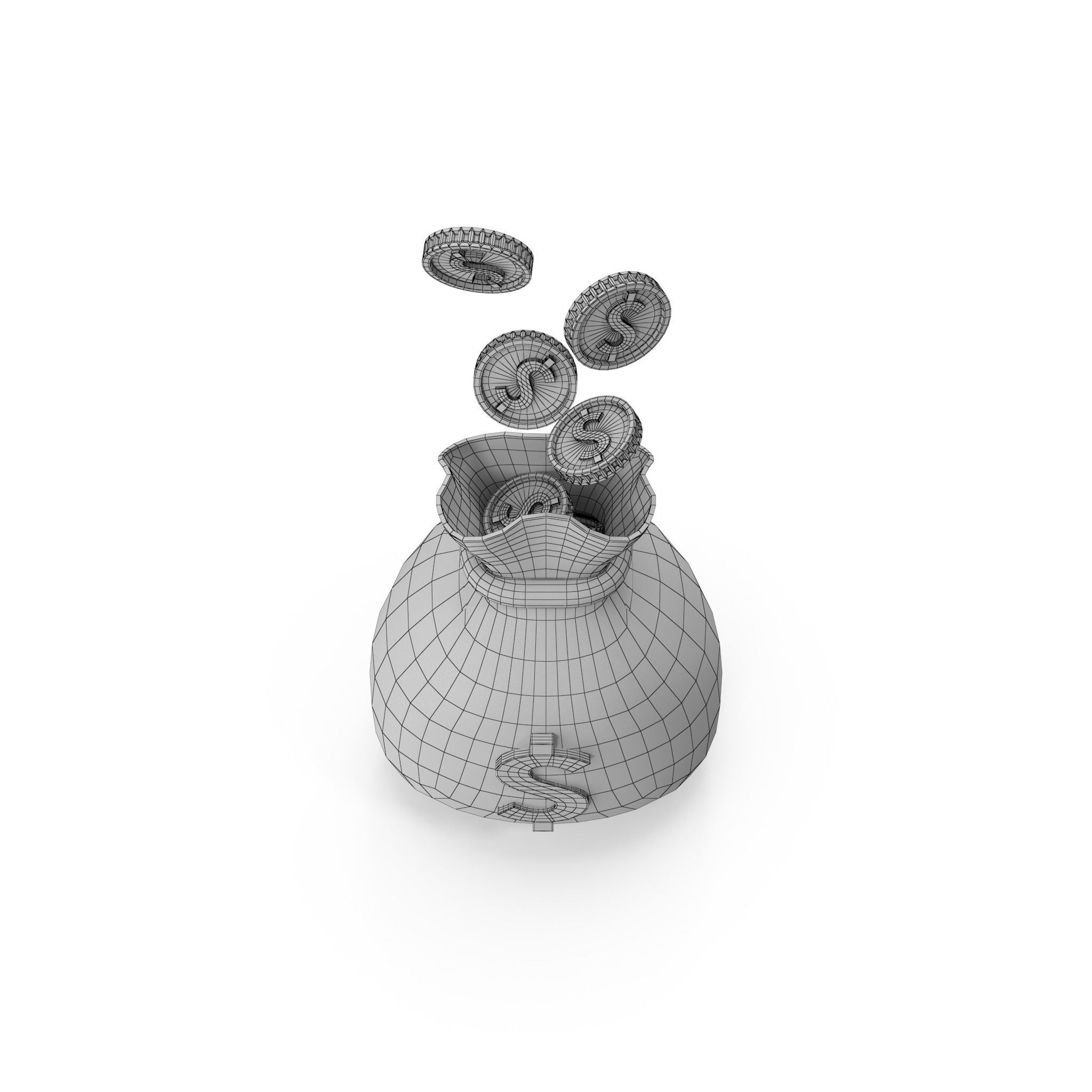 Money Bag Cartoon 3D model_27