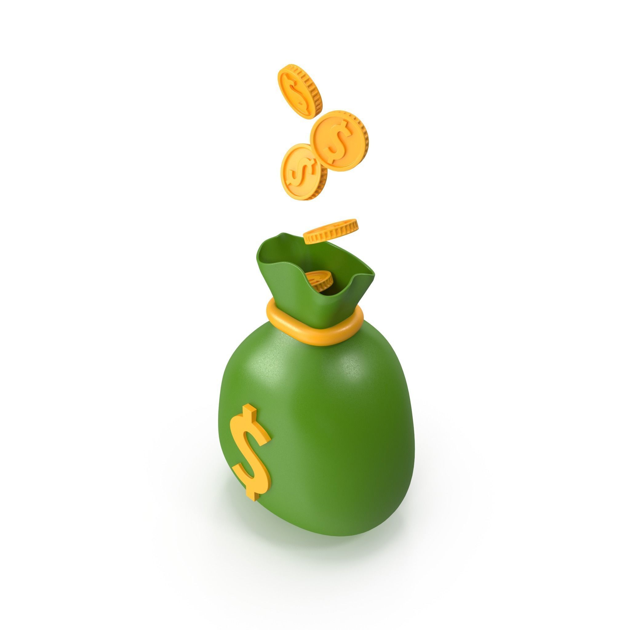 Money Bag Cartoon 3D model_11