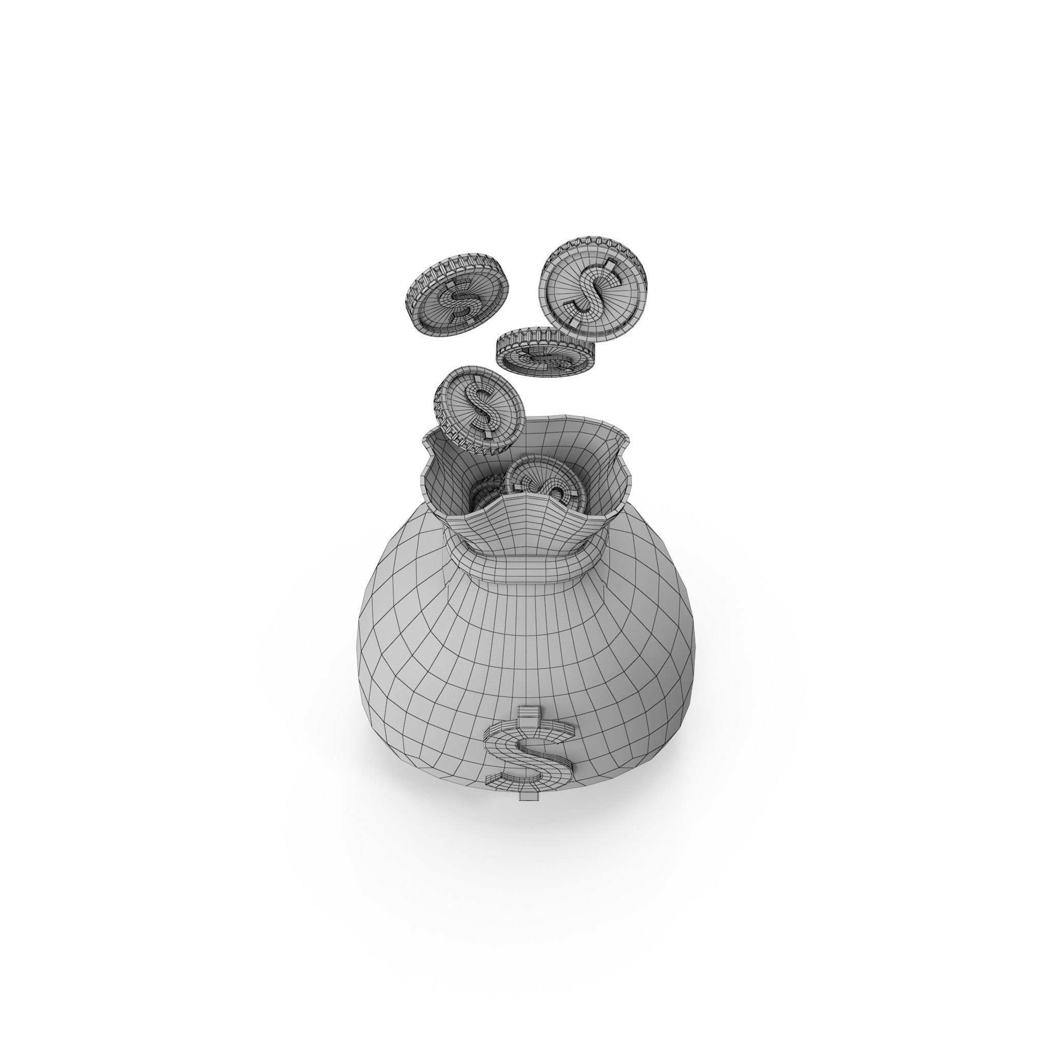 Money Bag Cartoon 3D model_30