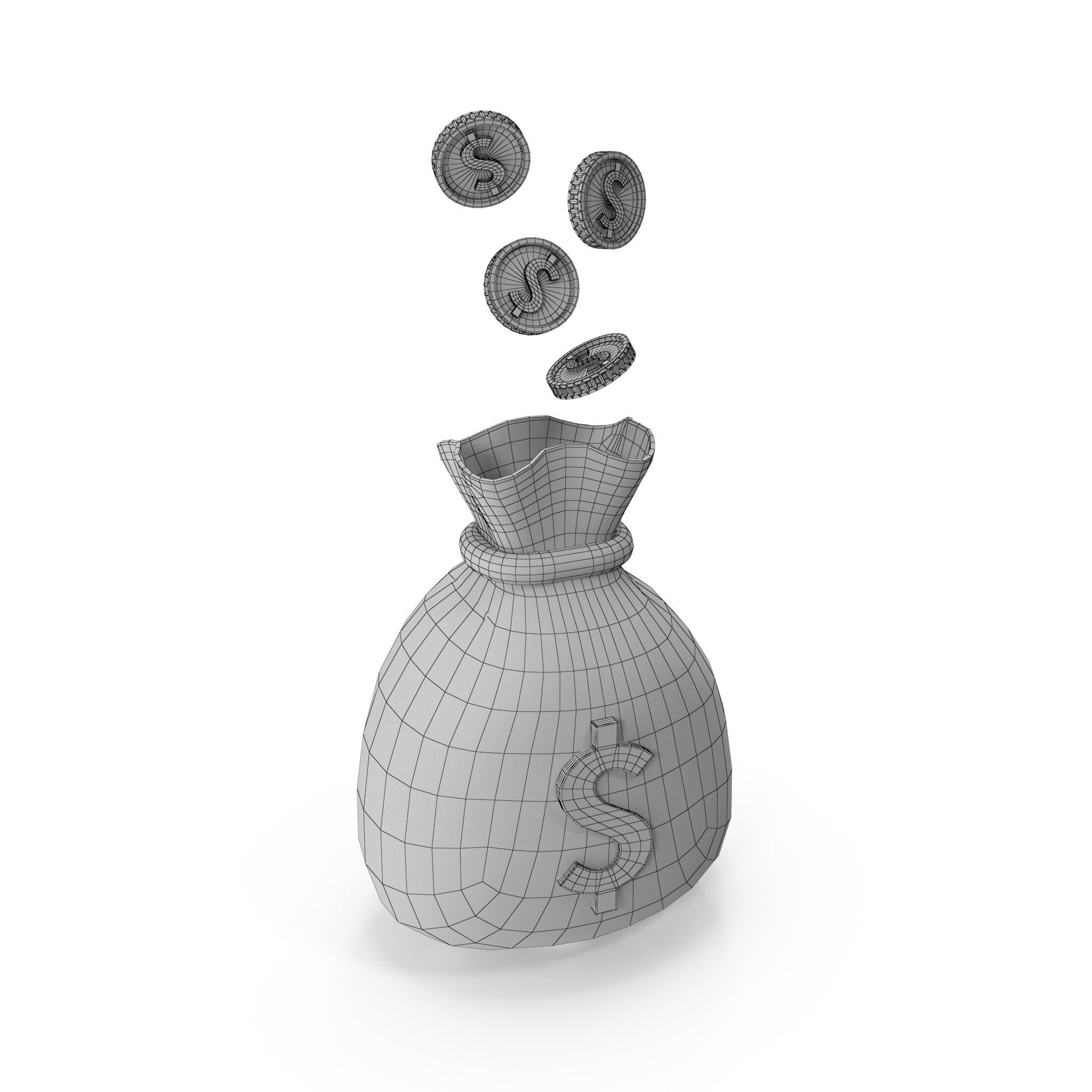 Money Bag Cartoon 3D model_38