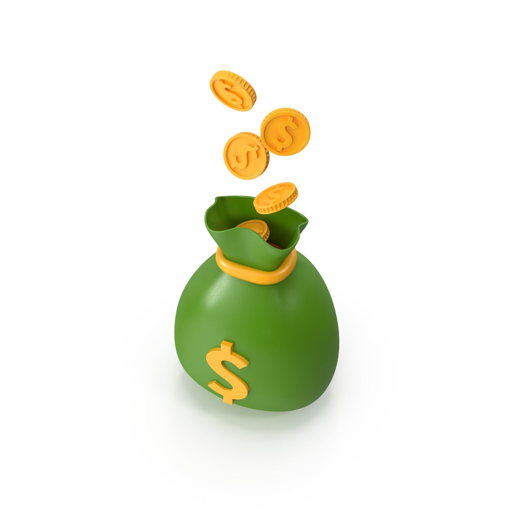 Money Bag Cartoon 3D model_7