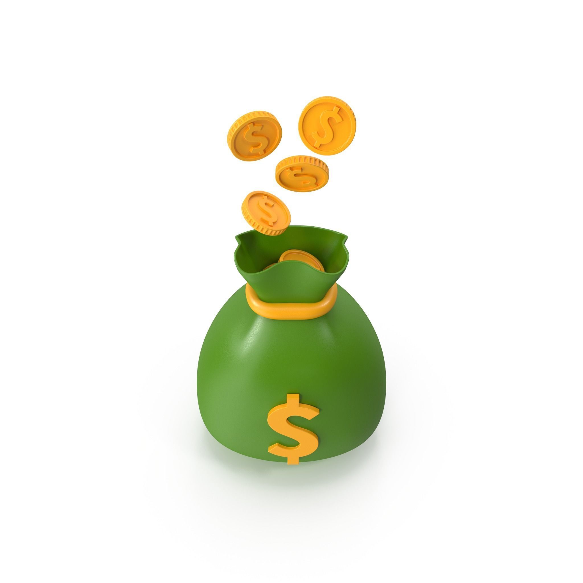 Money Bag Cartoon 3D model_9
