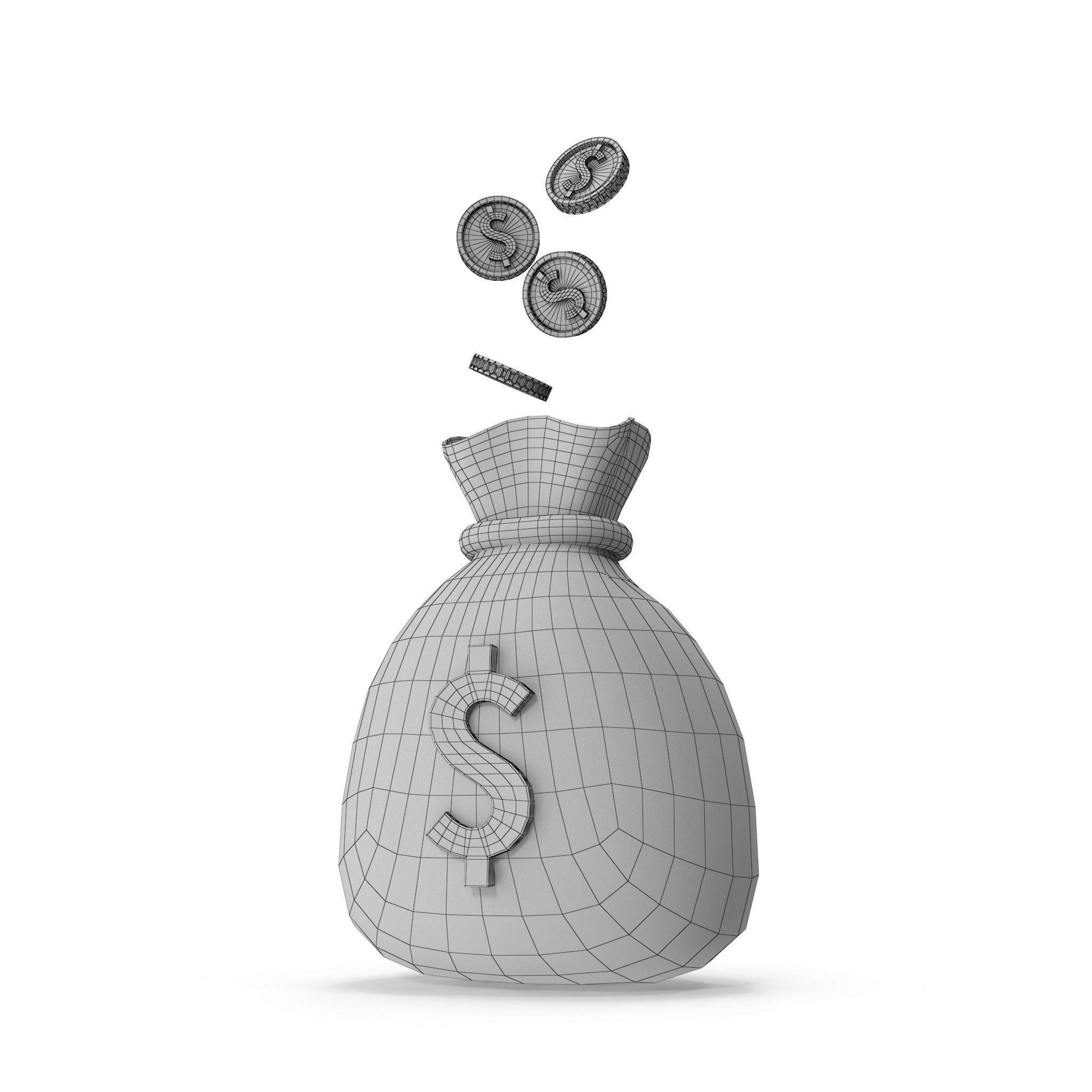 Money Bag Cartoon 3D model_46