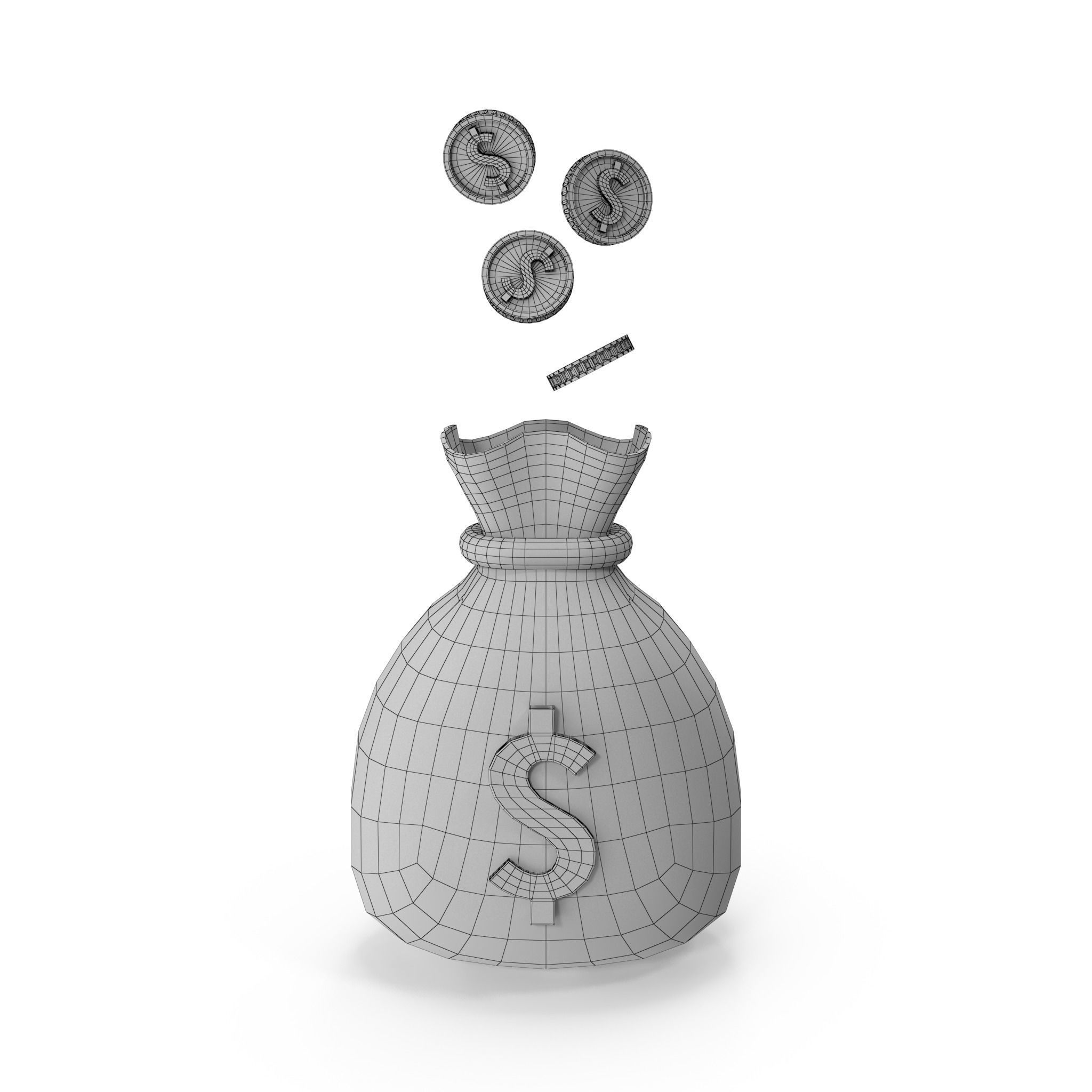 Money Bag Cartoon 3D model_39