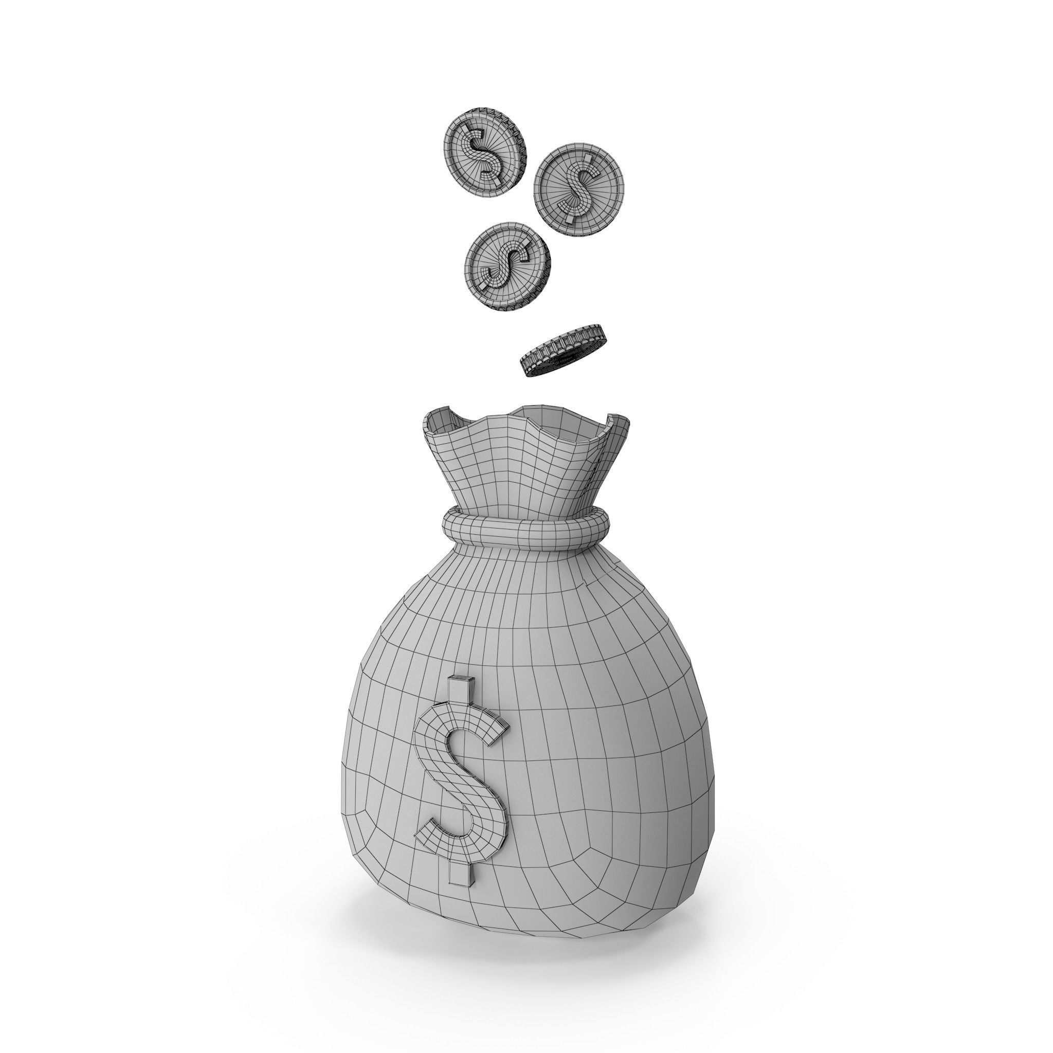 Money Bag Cartoon 3D model_40