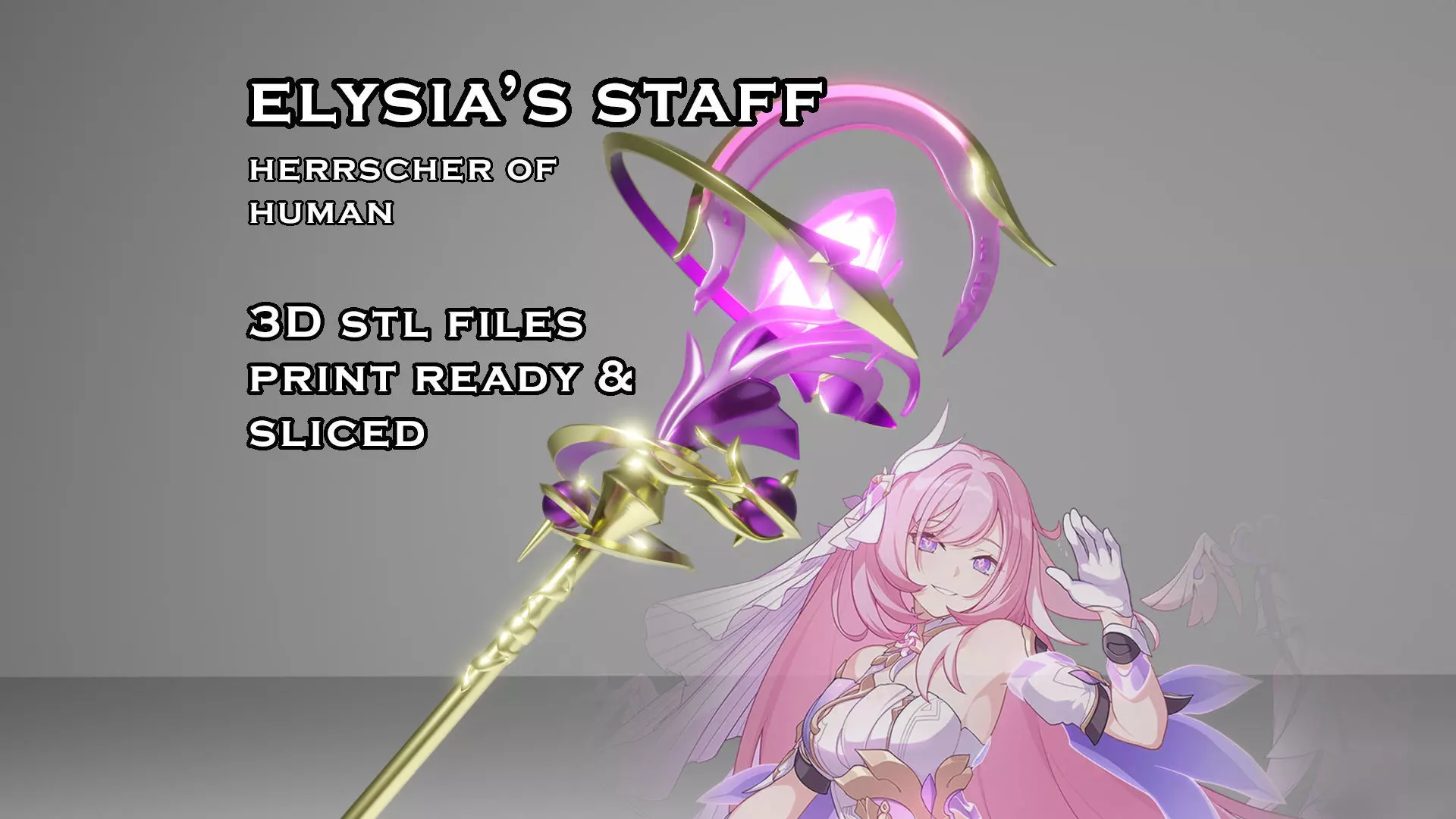 Elysia Staff - Honkai Impact - 3d Print Ready STL Files  3D print model_0