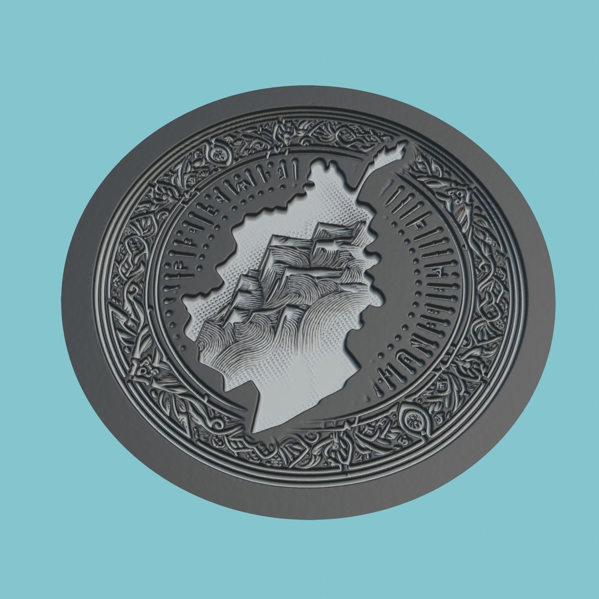 Afghanistan Map Medallion 3D print model_1