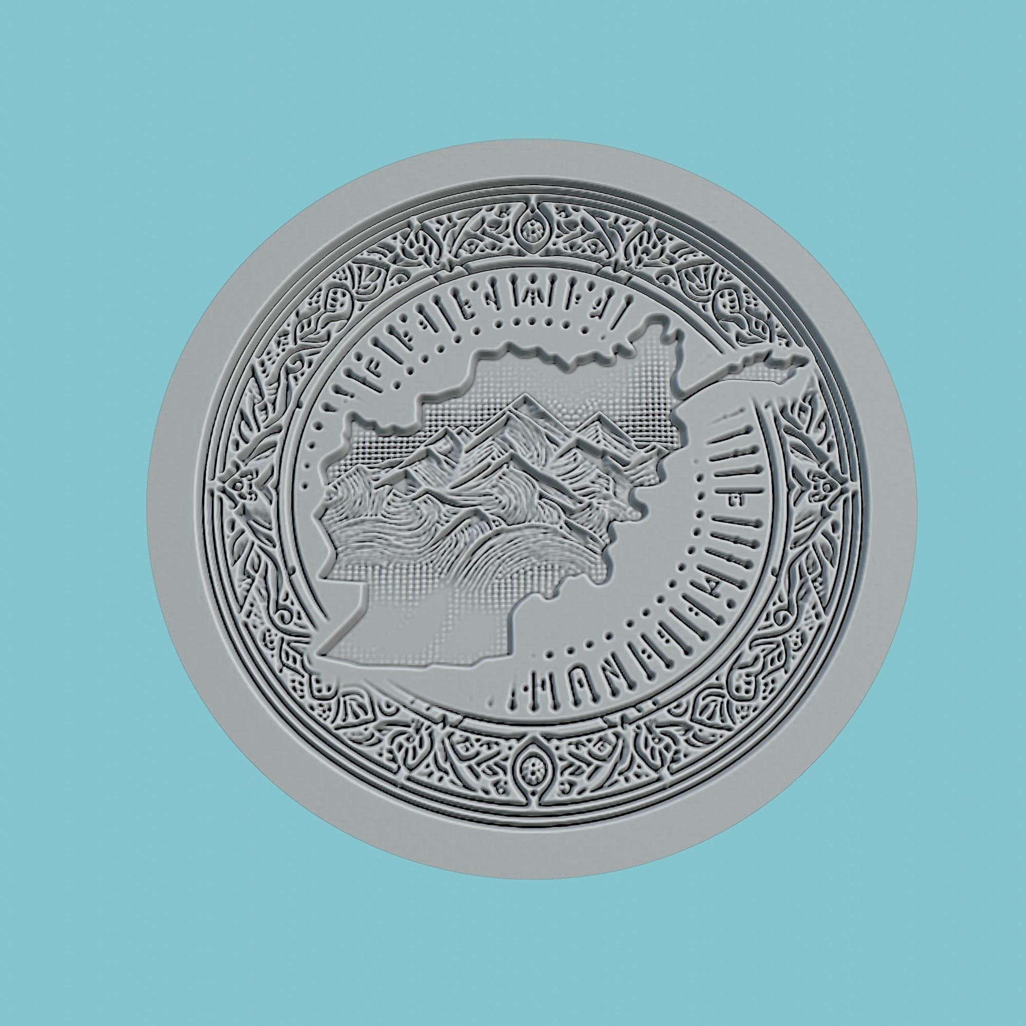 Afghanistan Map Medallion 3D print model_2