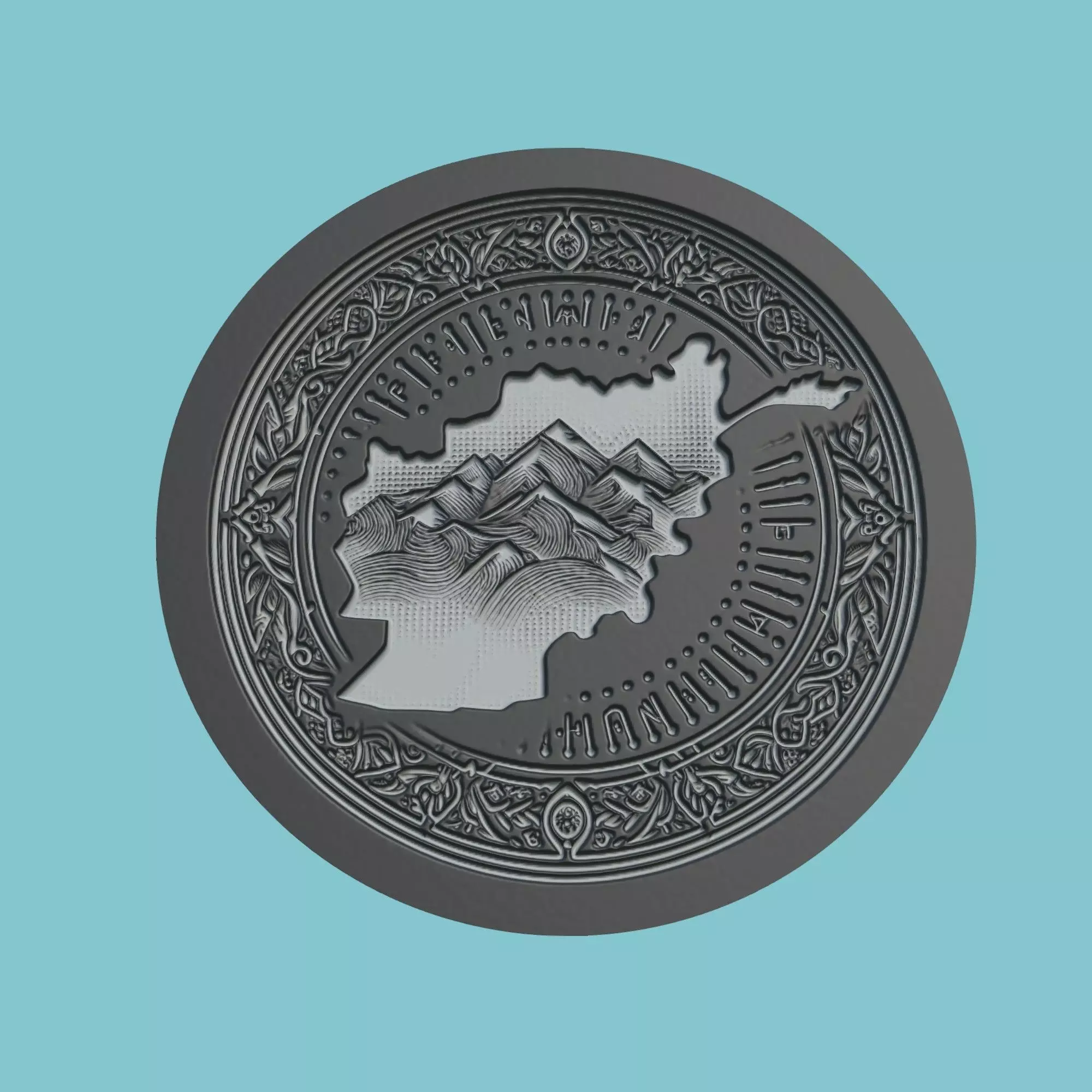 Afghanistan Map Medallion 3D print model_0
