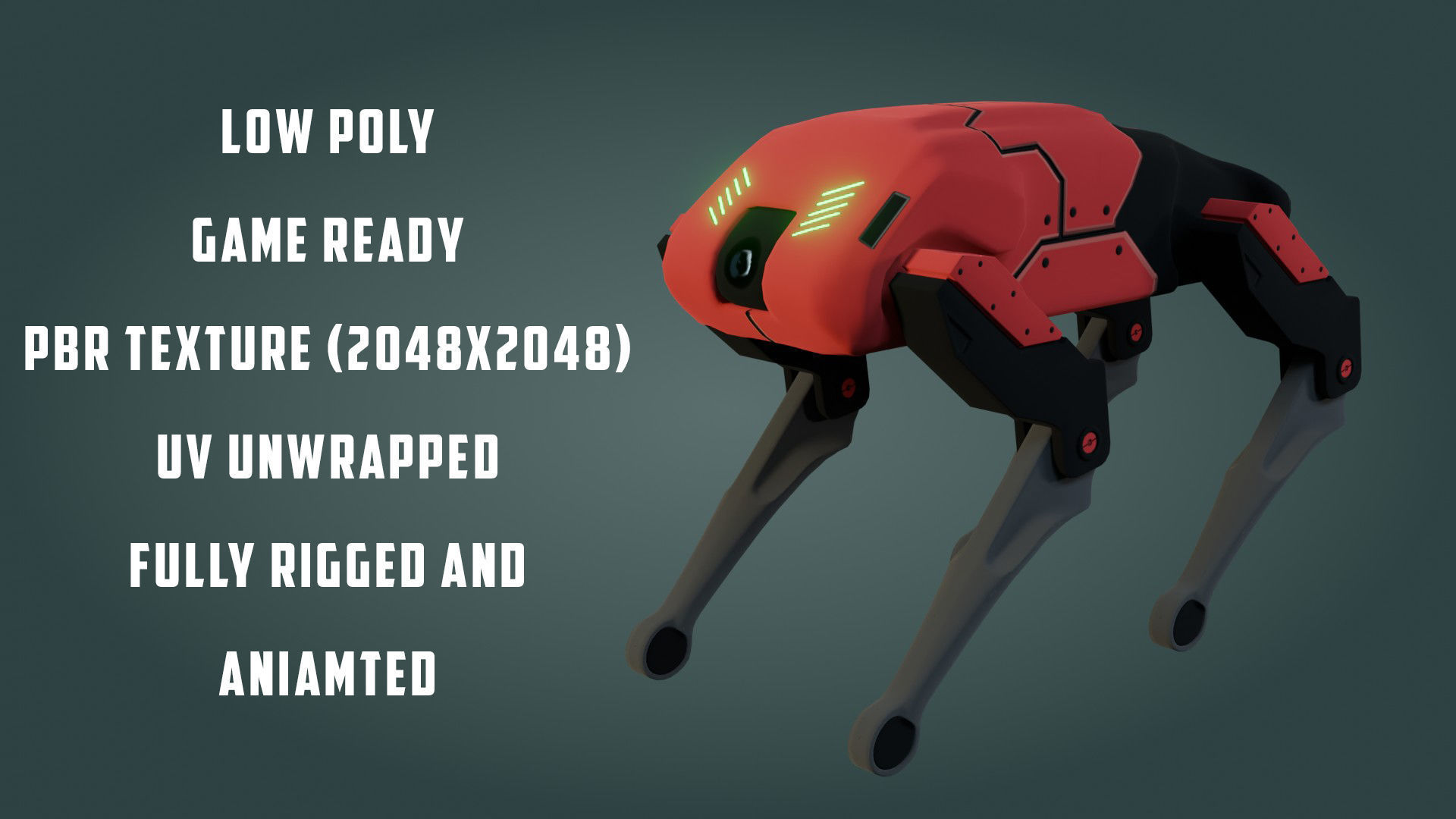 Sci-Fi Robot Dog - Game Ready - PBR Low-poly 3D model_1