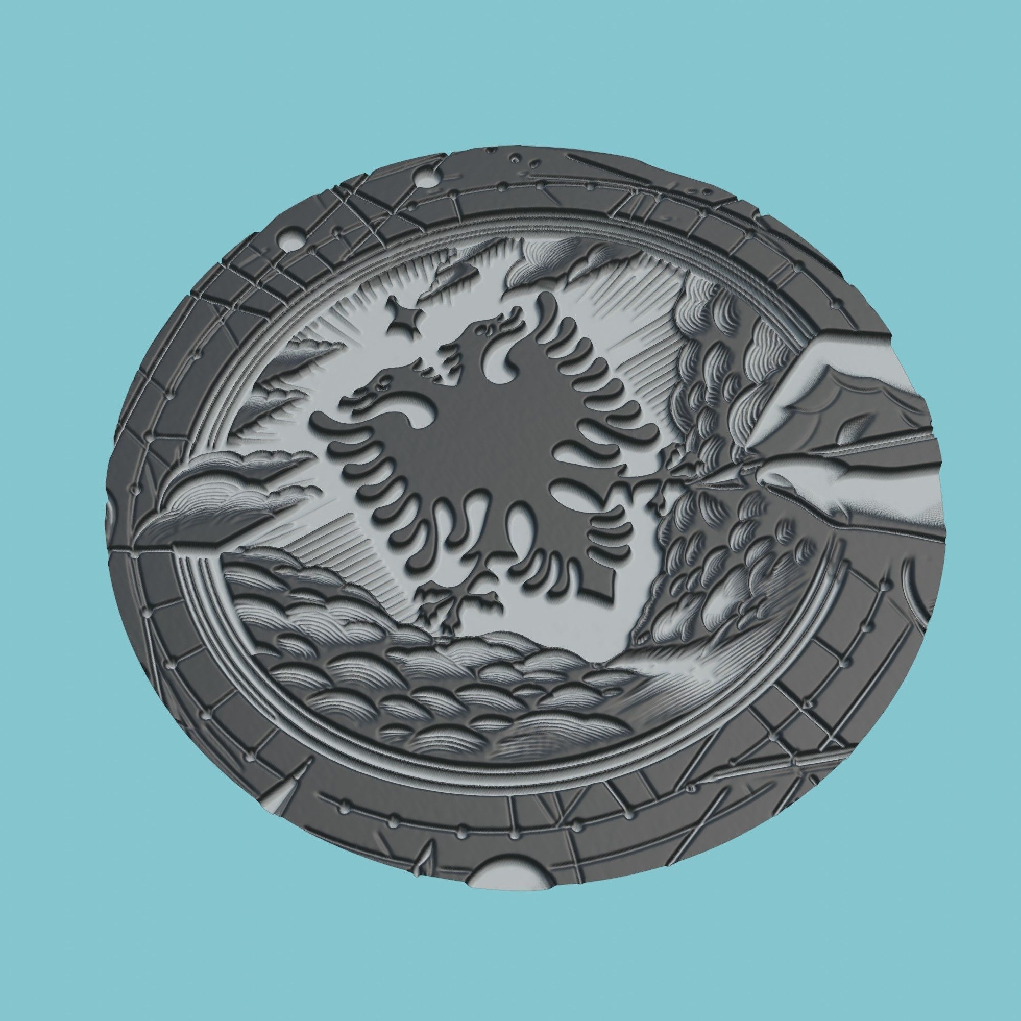 Albania Map Medallion 3D print model_1