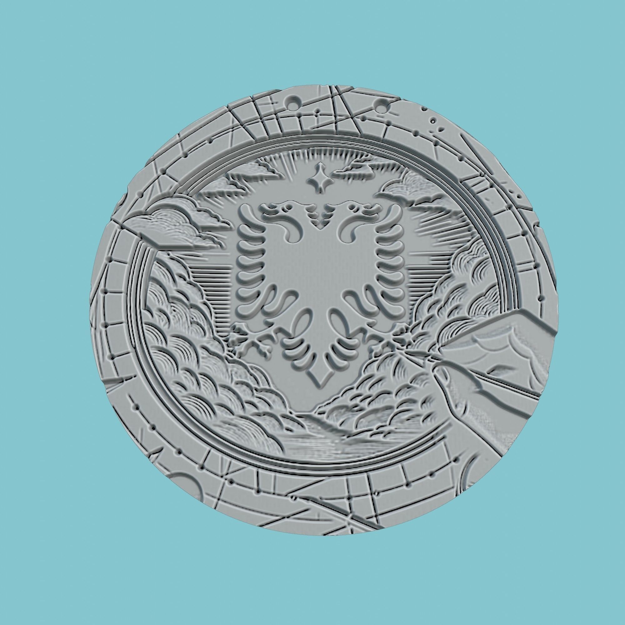 Albania Map Medallion 3D print model_2