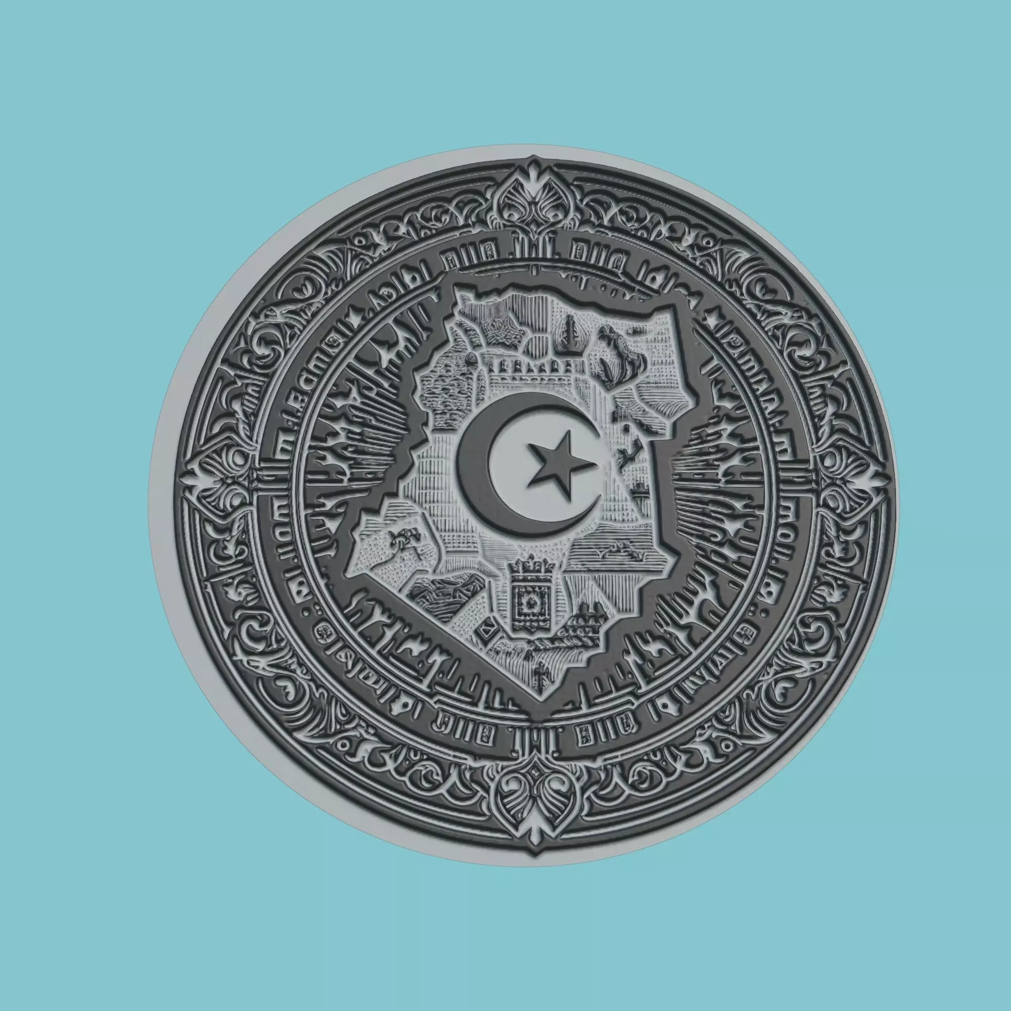 Algeria Map Medallion 3D print model