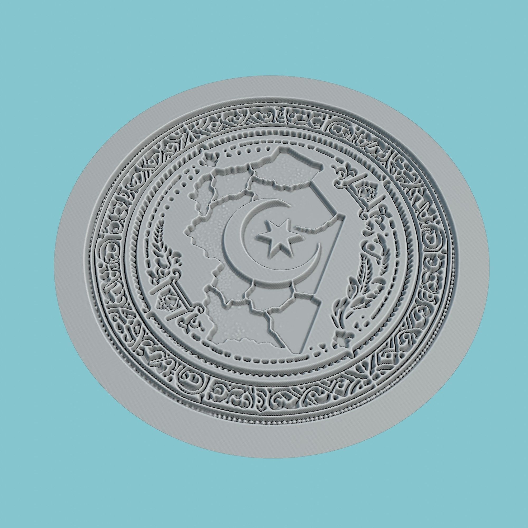 Algeria Map Medallion 3D print model_3
